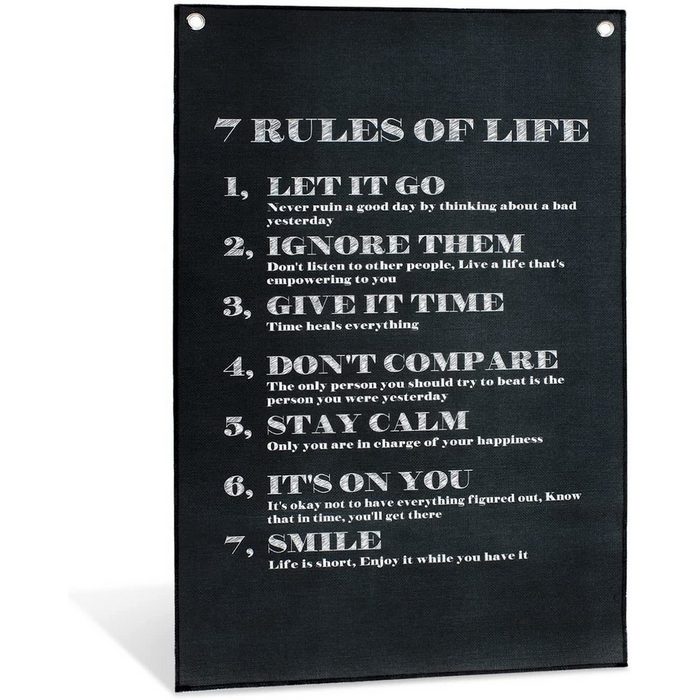 GalaxyCat Poster Motivationssprüche Stoff Poster 7 Rules of Life Rollbild 42x63cm 7 Rules of Life Motivationssprüche Rollbild / Wallscroll