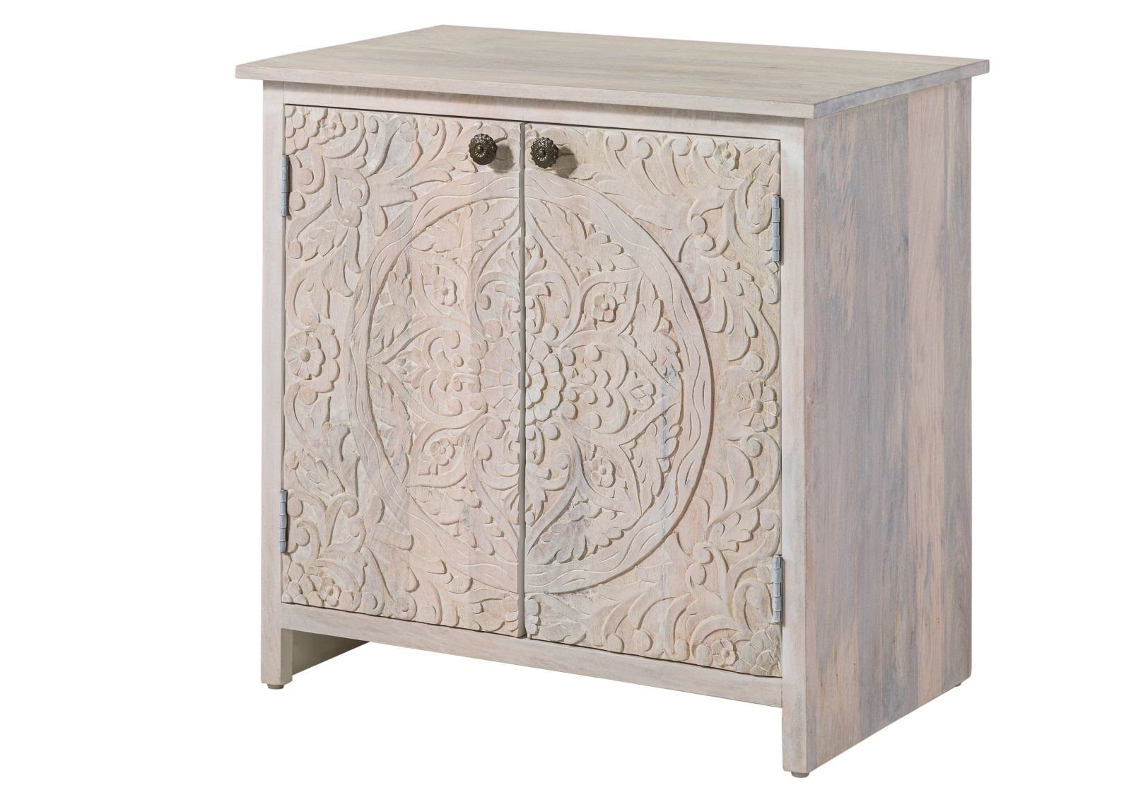 Massivmoebel24 Kommode (Mango 80x48x78 weiß geölt KASHMIR #108)