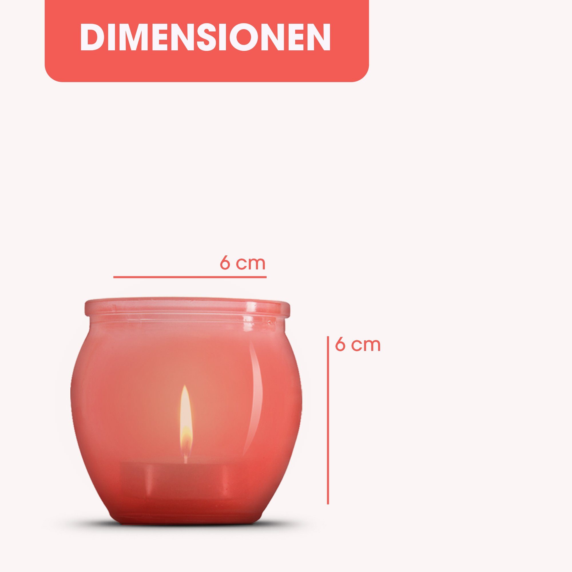 HS Candle Windlicht aus Glas inkl. Teelicht (4 St), Ø6xH6cm, Glaskerze zur Deko, hochwertig, standfest