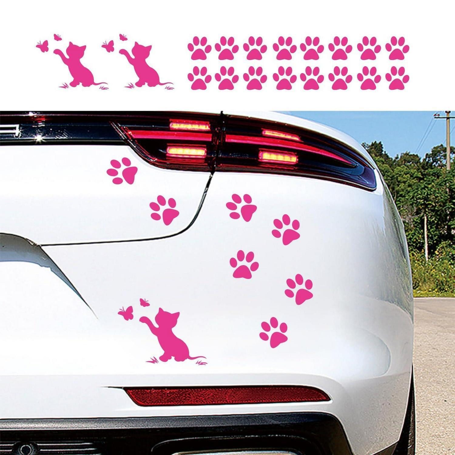 LuxusKollektion Aufkleber Aufkleber Katze Schmetterling Pfoten Auto Wand Laptop Rose Red