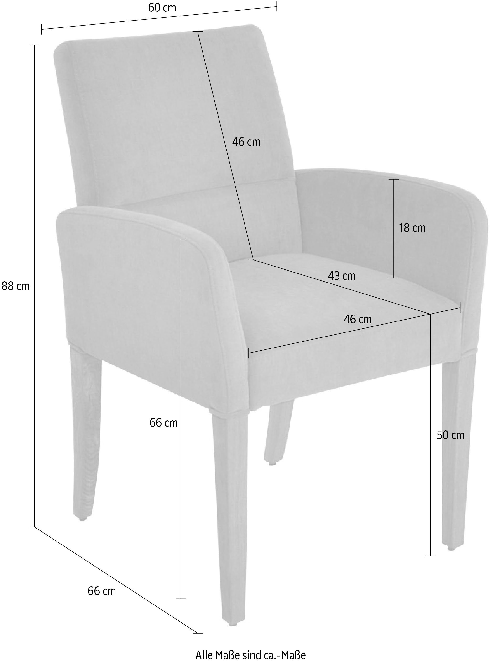 GOBY, in mit Polsterung Wildeiche Füßen 4-Fuß-Armlehnenstuhl Komfort Wohnen K+W & mit geölt, Armlehnstuhl