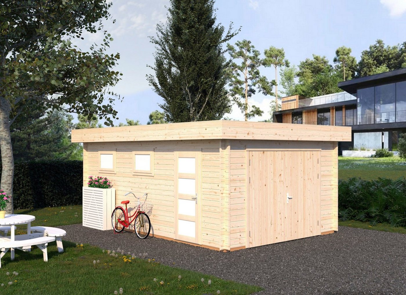 Thumbnail - Palmako Garage Rasmus, BxTxH: 420x598x253 cm, mit Holztor, naturbelassen