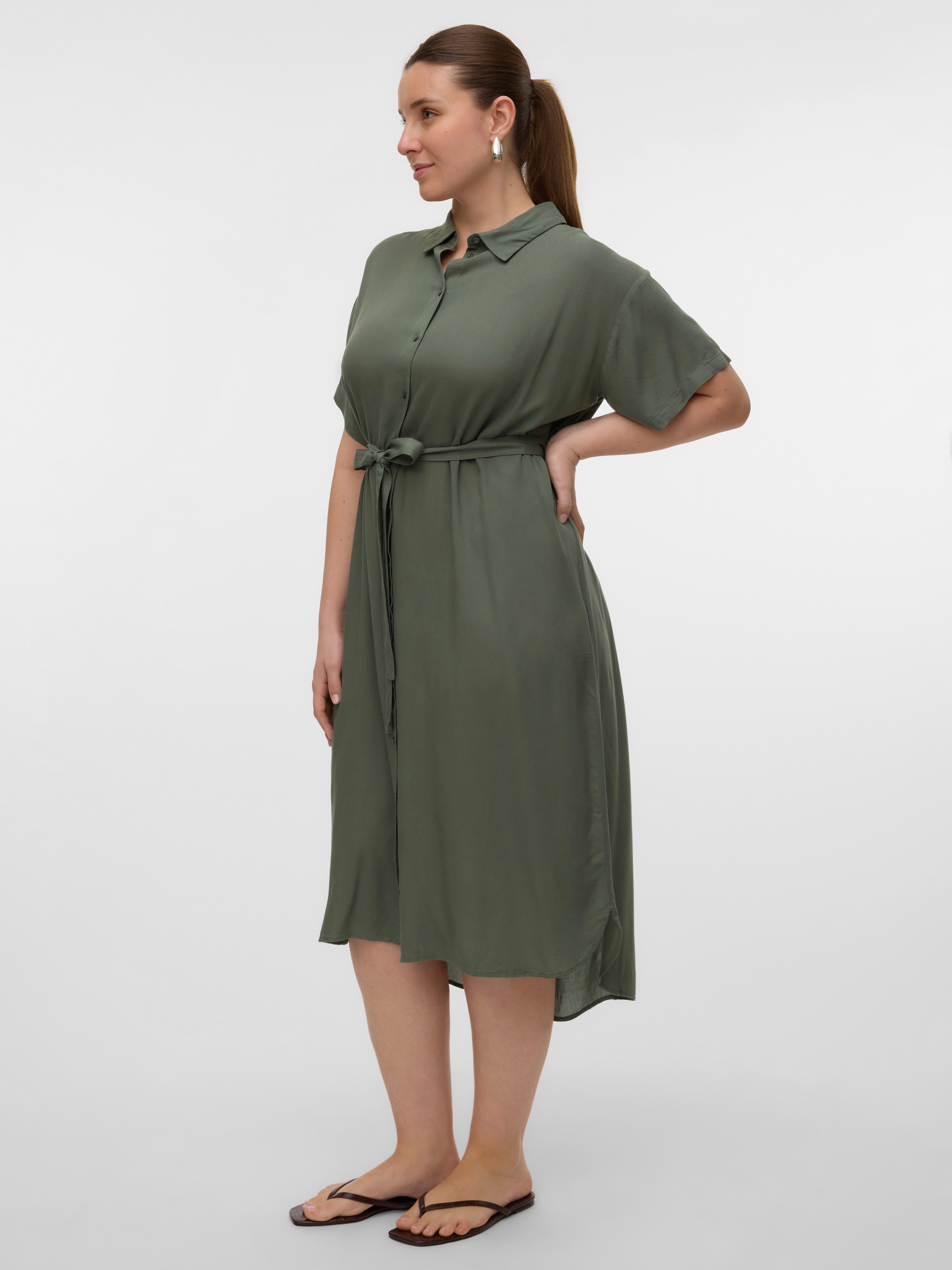 Vero Moda Curve Hemdblusenkleid VMBUMPY SS SHIRT DRESS WVN GA CUR Sommerkleid