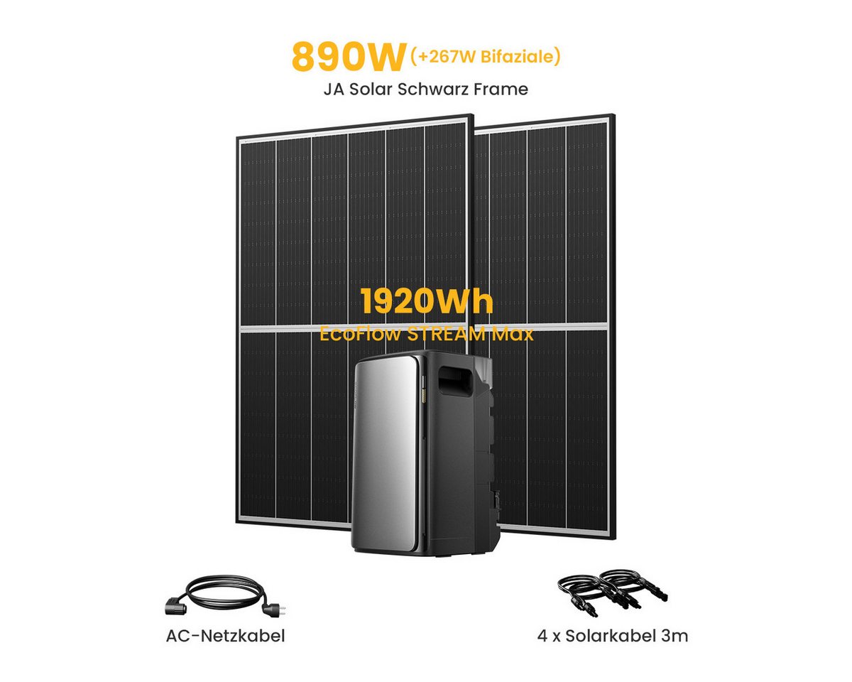 Thumbnail - Ecoflow Balkonkraftwerk 890W EcoFlow STREAM Max 1,92 kWh Speicher, 2 MPPT 1800W Solareingang, (LFP-Akku mit 6 000 Ladezy...