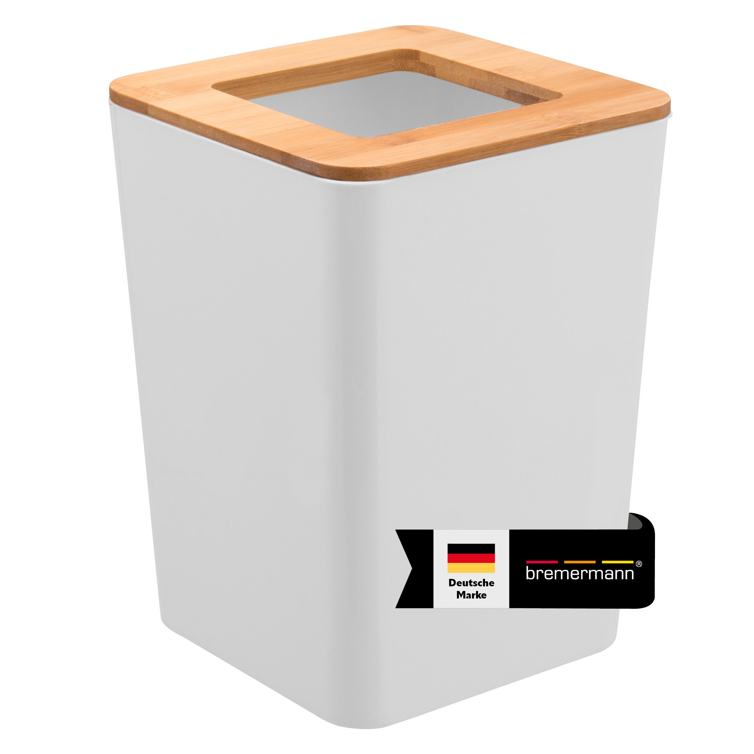 bremermann Kosmetikeimer Kosmetikeimer CALVI aus Bambus und Kunststoff // Abfalleimer, weiß