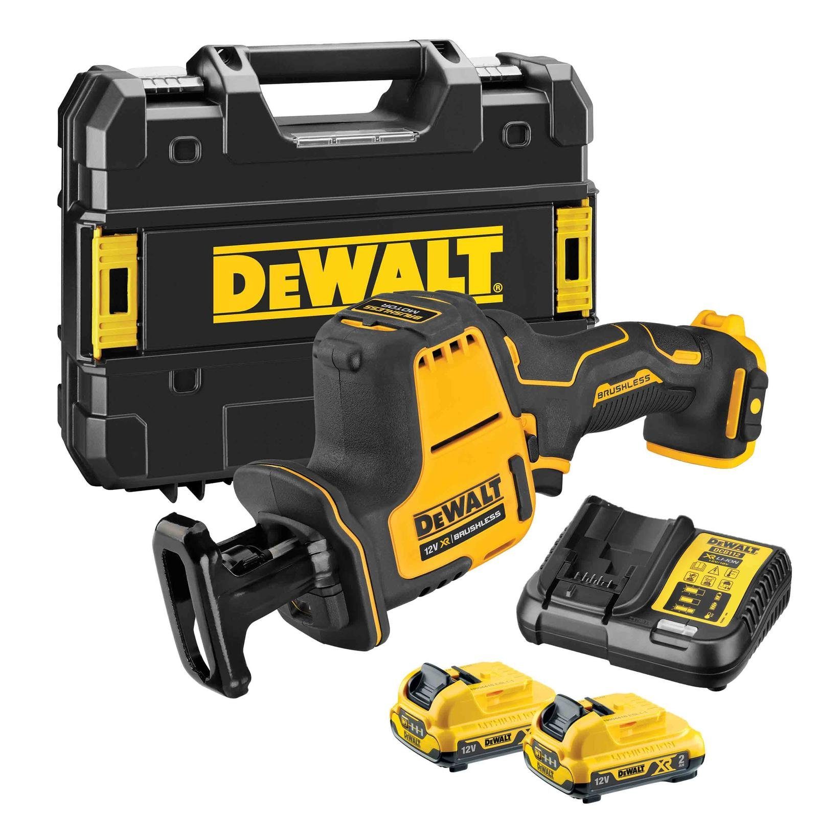 DeWalt Säbelsäge DeWALT Akku Kompakt-Säbelsäge DCS312D2 12V + Akkus, Ladegerät & Box, Set