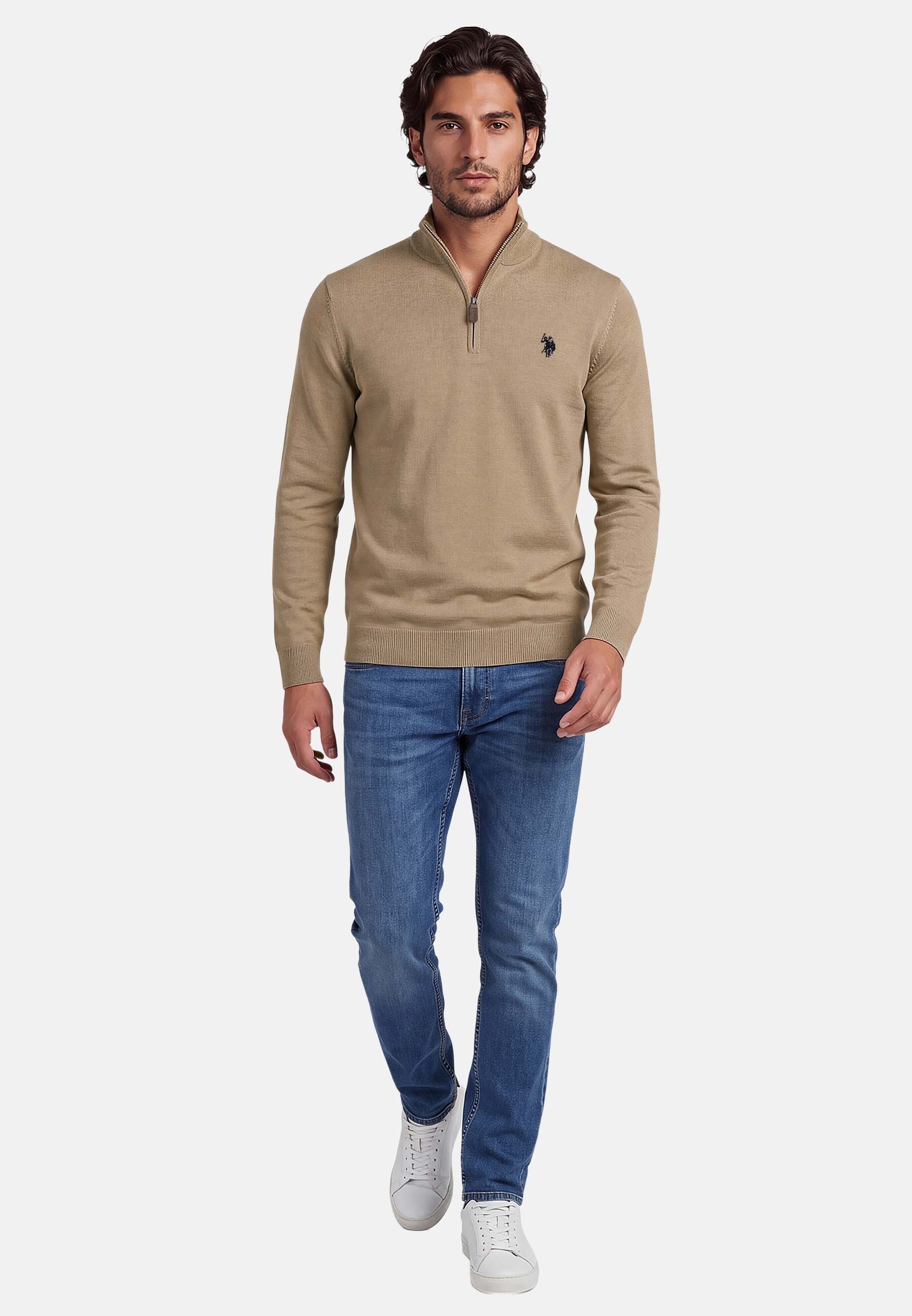 U.S. Polo Assn. Stehkragenpullover USKnooxx – Herren Half-Zip Strickpullover Baumwoll-Viskose-Mix, weiche Qualität und sportiver Look – Bild 3 von 5