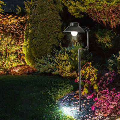 Harms Import Gartenleuchte, LED-Leuchtmittel fest verbaut, LED Solar Außen Lampe Garten Weg Beleuchtung Erdspieß Steck