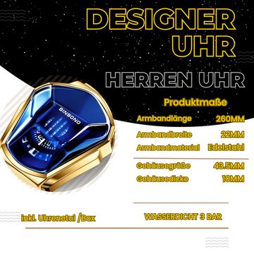 S&T Design Quarzuhr Herren Uhr Edelstahl Armbanduhr Herrenuhr, (Geschenkebox (Etui), inkl. Armbandkürzer & Etui), Männer Uhr 3Bar Wasserdicht Analog Geschenk