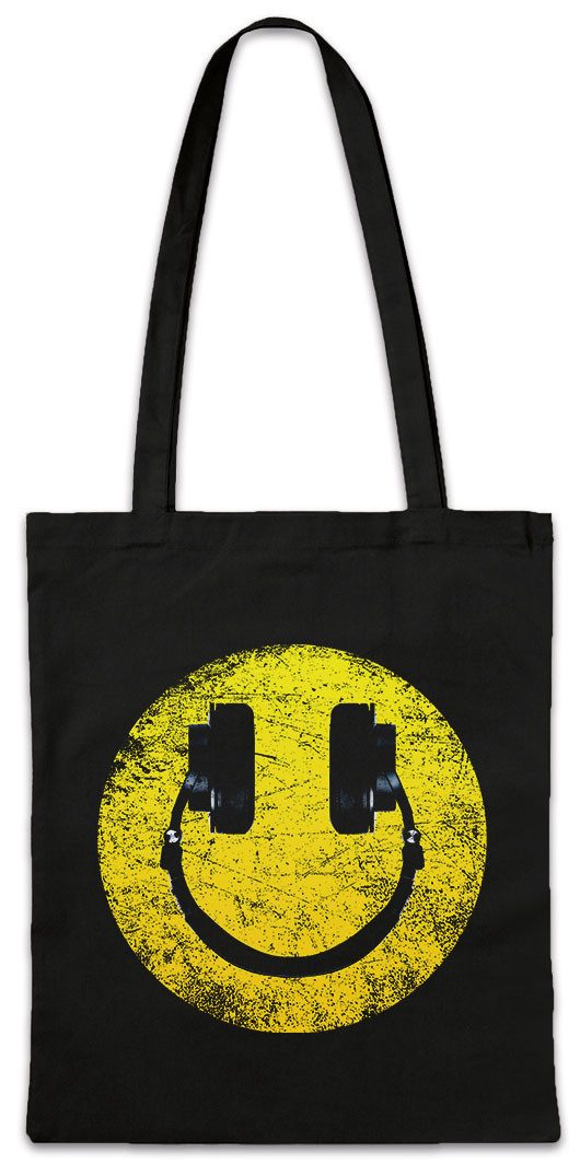 Beuteltasche Headphones Smile Stofftasche Dj Disco Electro Techno Rave Club Rap MC
