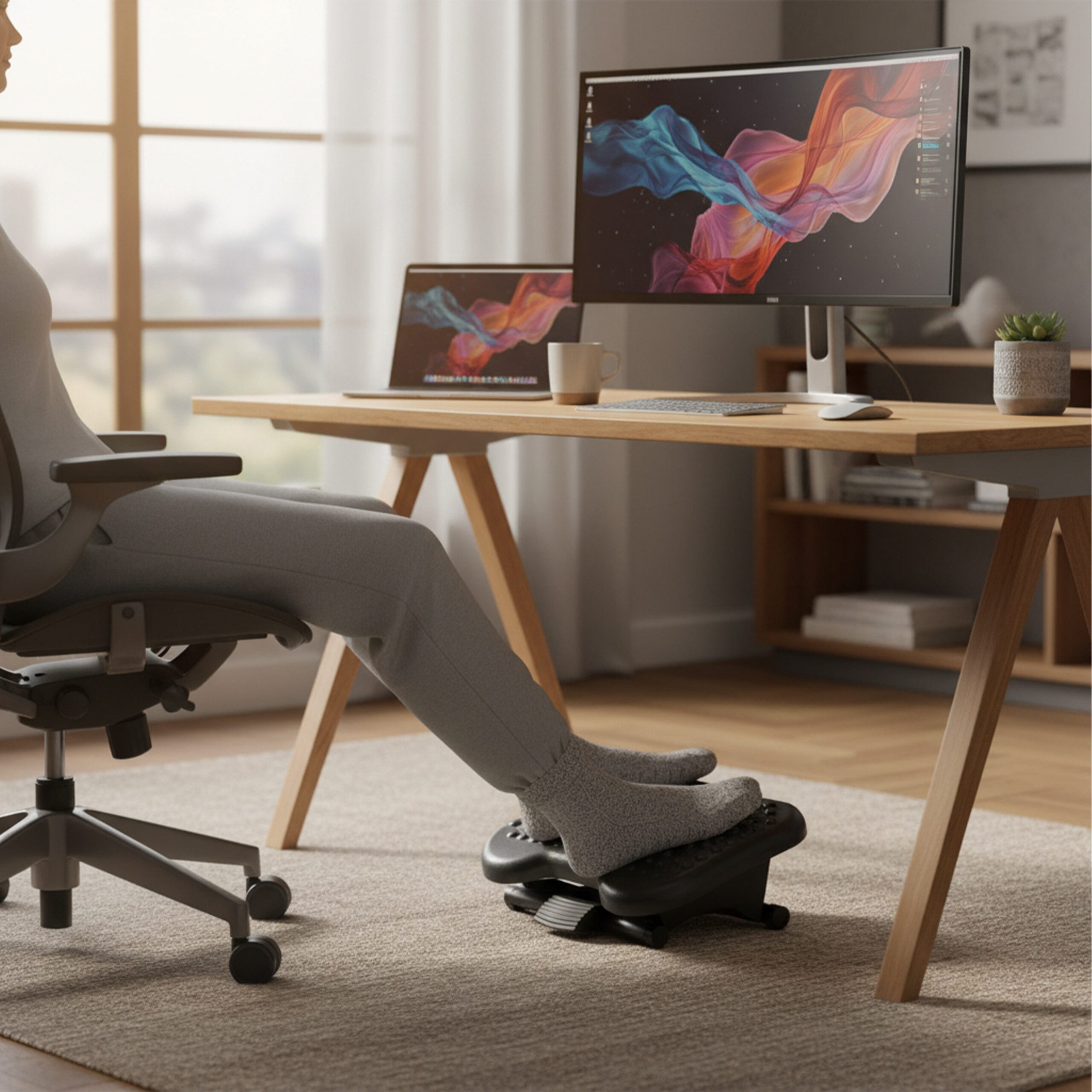 relaxdays Fußstütze Verstellbare Fußstütze Schreibtisch