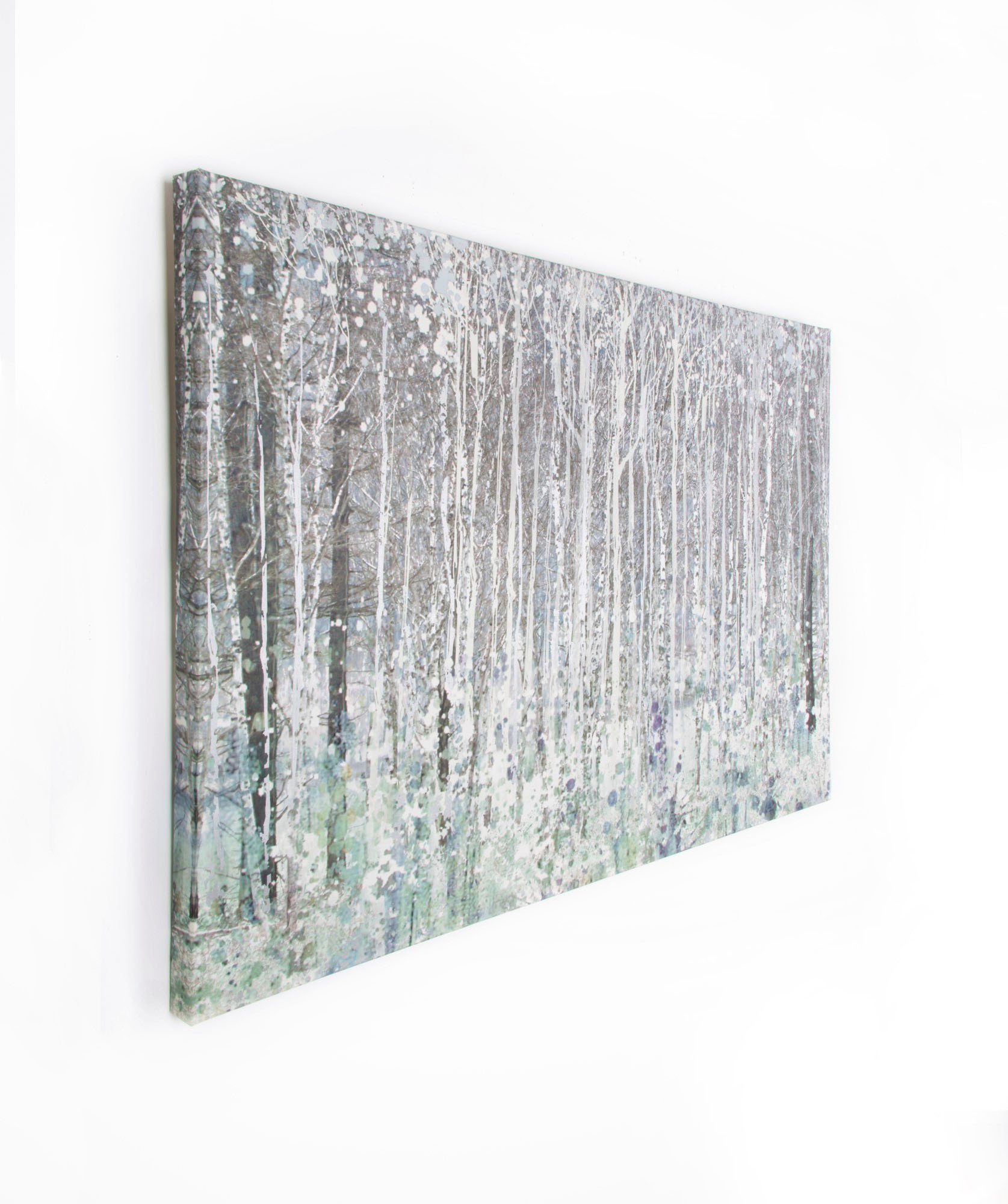 Art for the home Leinwandbild Watercolour woods, Landschaft, Wald, Birkenwald 70 x 100 cm