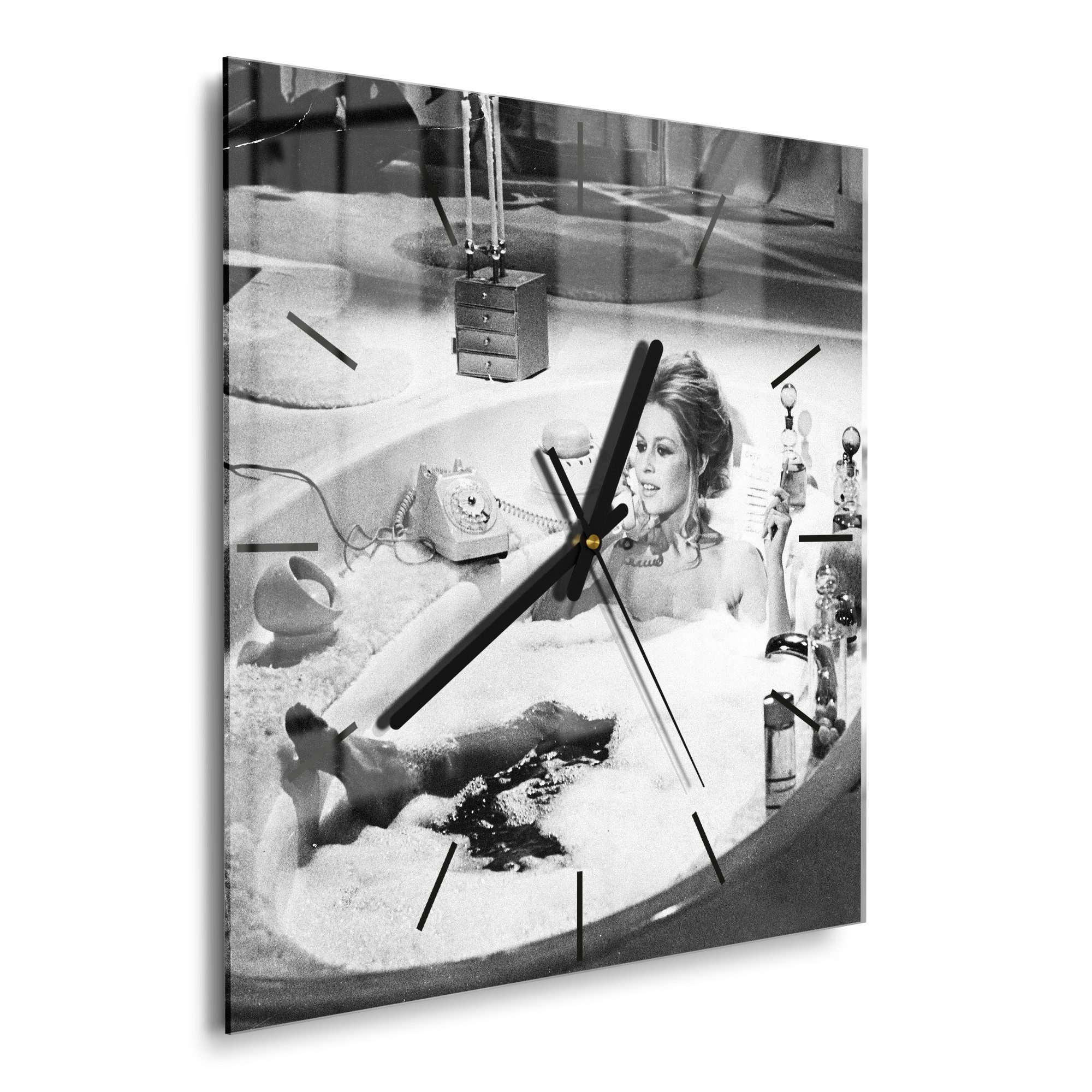 DEQORI Wanduhr 'Bad der Eleganz' (Glas Glasuhr modern Wand Uhr Design Küchenuhr)