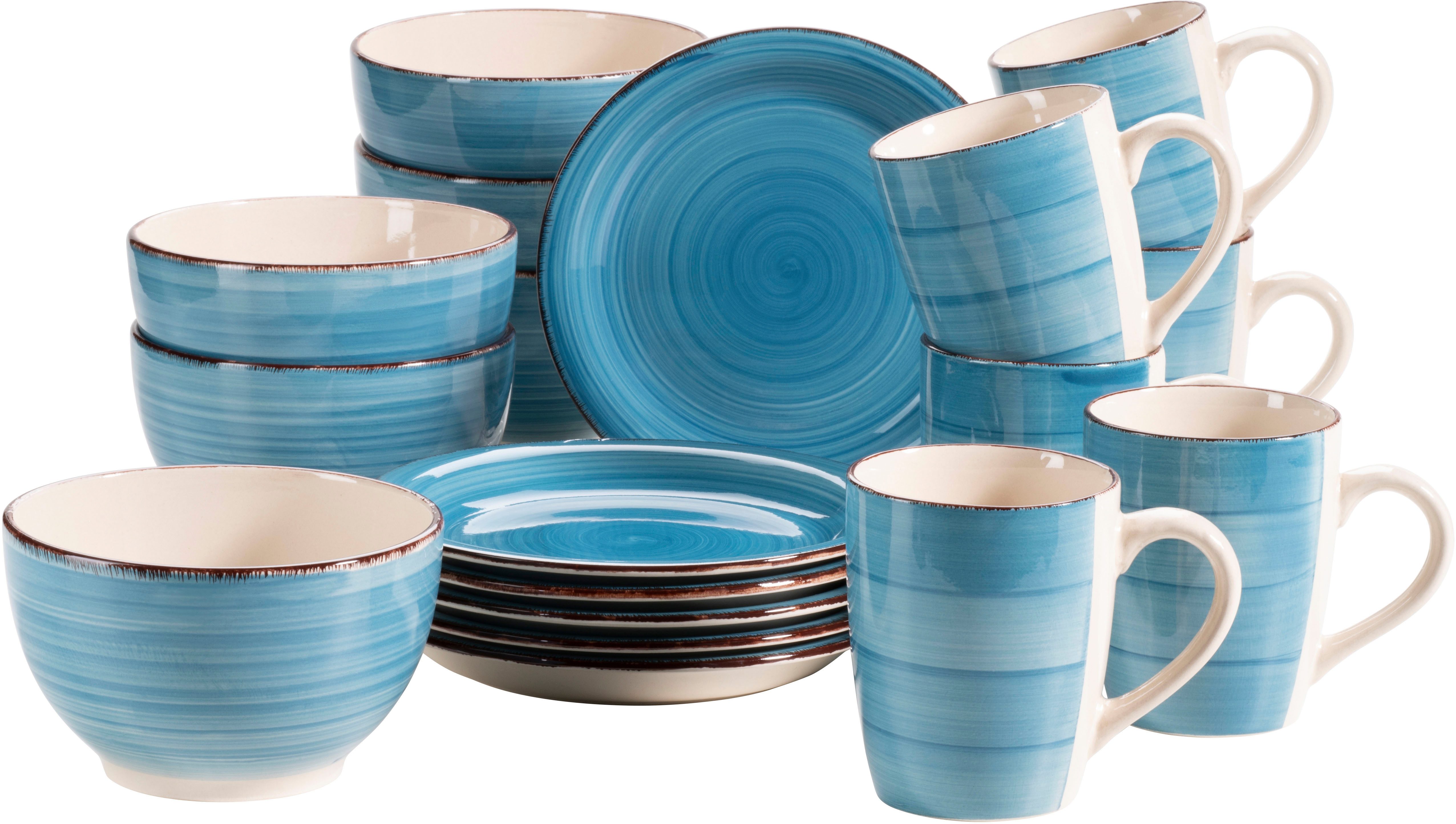 OTTO home Kaffeeservice Geschirr-Set, Service Bell Tempo (18-tlg), 6 Personen, Keramik, mit Spiraldekor, 18 Teile, für 6 Personen