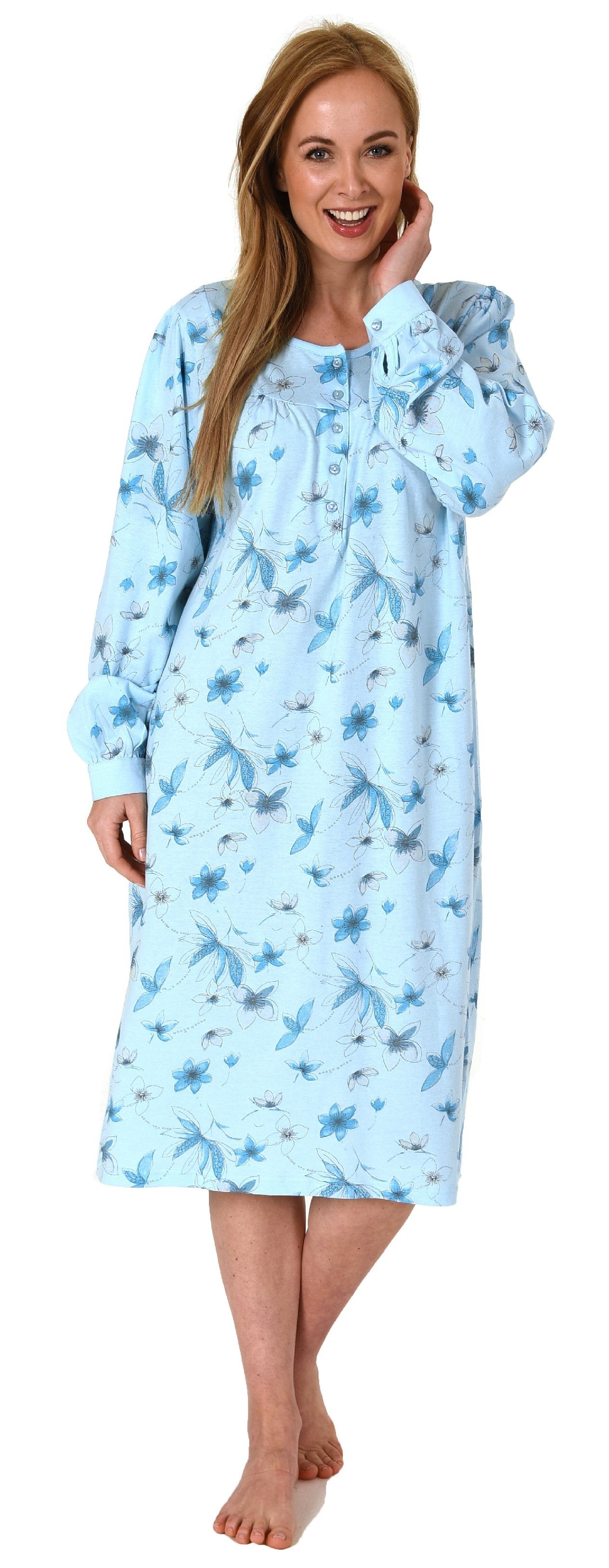 Normann Nachthemd Frauliches Damen Nachthemd,cm Länge, Knopfleiste am Hals