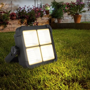 Globo LED Gartenstrahler, LED-Leuchtmittel fest verbaut, Neutralweiß, Außenlampe Strahler Solarleuchte wetterfest LED dimmbar 4000K schwarz