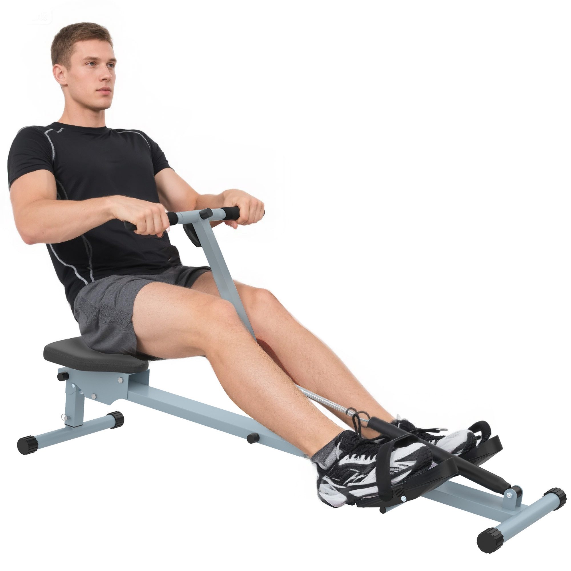 HOMCOM Rudergerät Rudermaschine mit LCD (Fitnessgerät, 1-tlg., Ruderzugmaschine Heimtrainer), Grau+Schwarz 130 x 47.5 x 67 cm