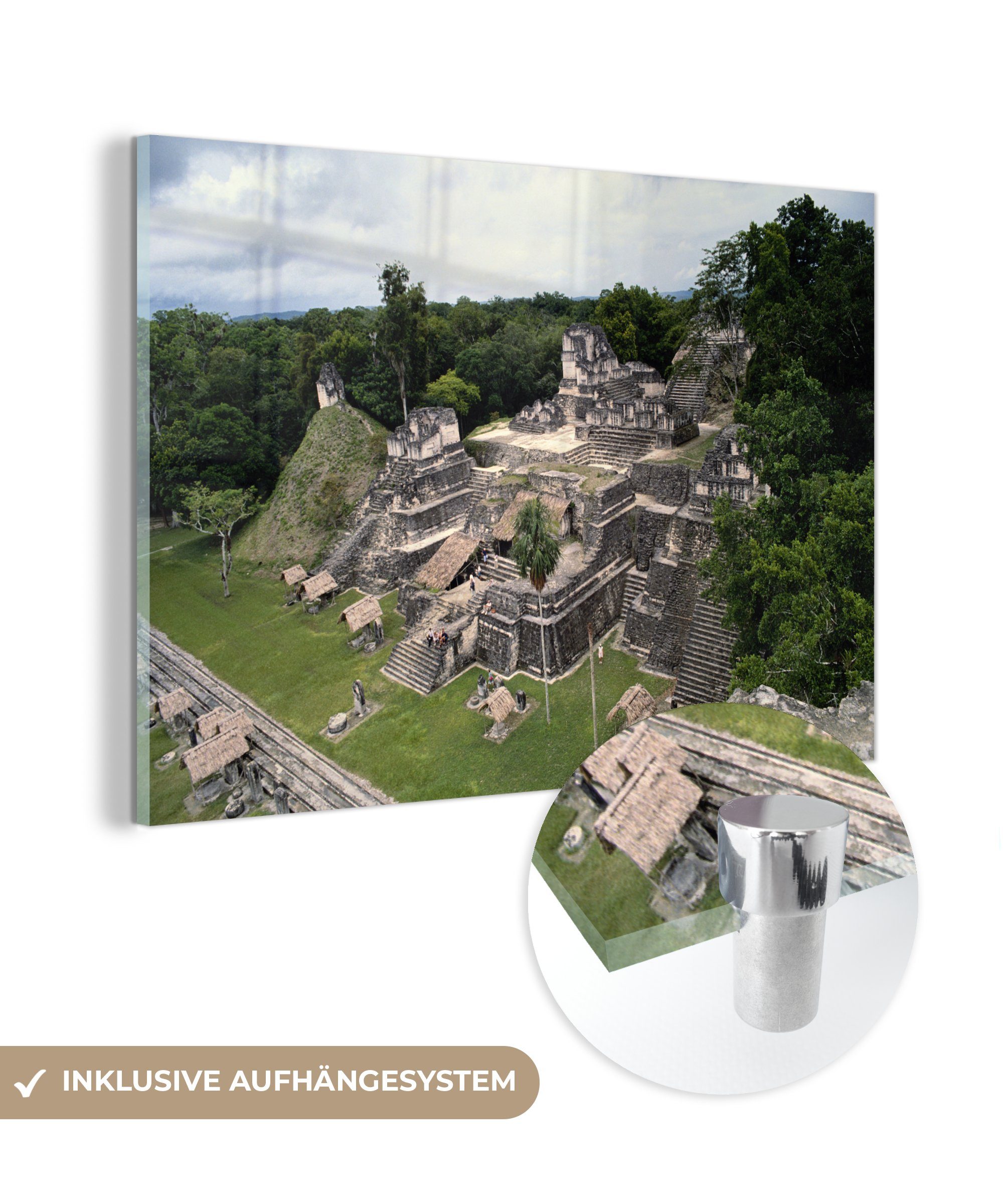 MuchoWow Acrylglasbild Blick von oben auf die Stadt Tikal in Guatemala., (1 St), Acrylglasbilder Wohnzimmer & Schlafzimmer