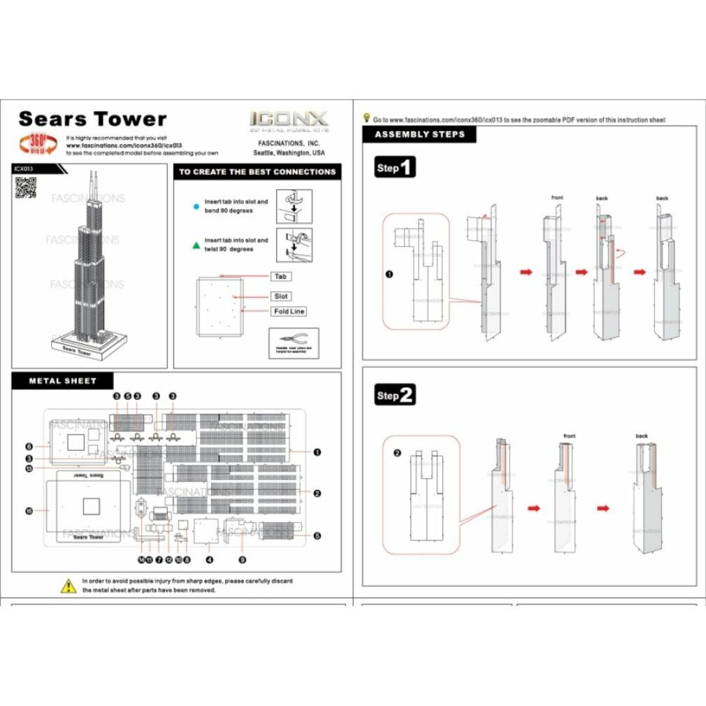 Puzzle 3D-Puzzle Sears Tower (Willis Tower) (ICONX)