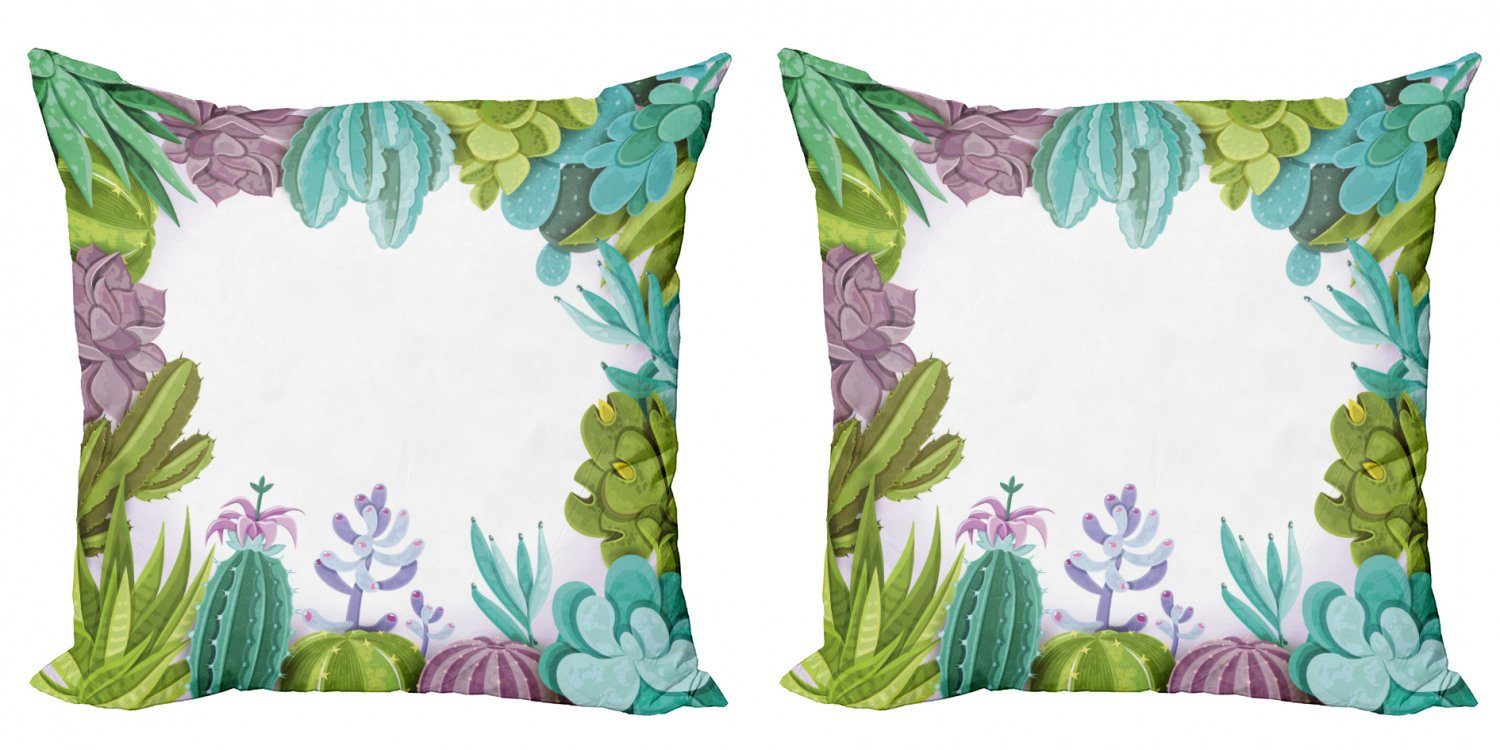 Kissenbezüge Modern Accent Doppelseitiger Succulenten (2 Rahmen Digitaldruck, Stück), Pflanzen Kaktus Abakuhaus