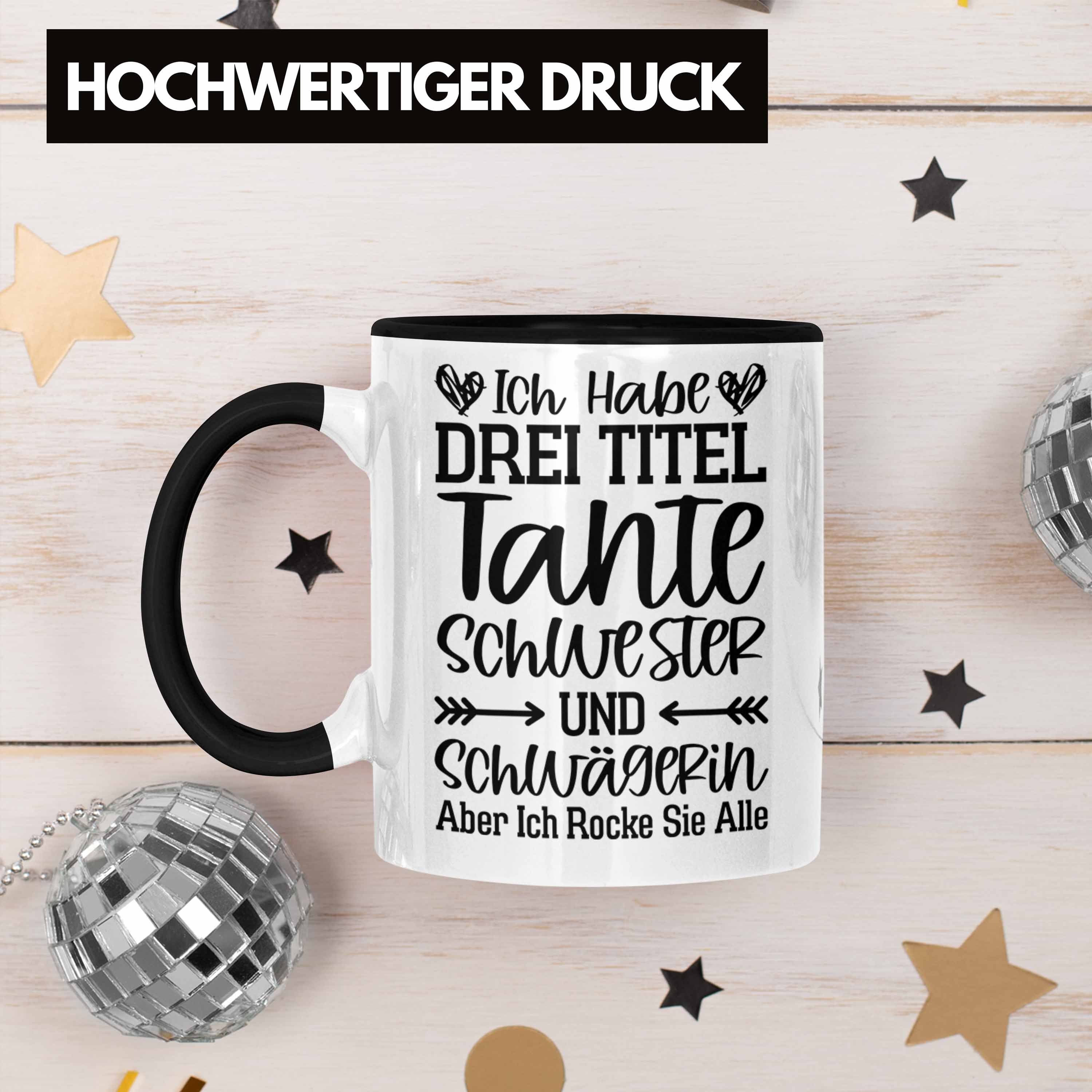 Trendation Tante Schwägerin - Schwarz mit Weihnachten Trendation Schwester Beste Tante Tasse Lieblings Tante Tasse Spruch für Geschenk
