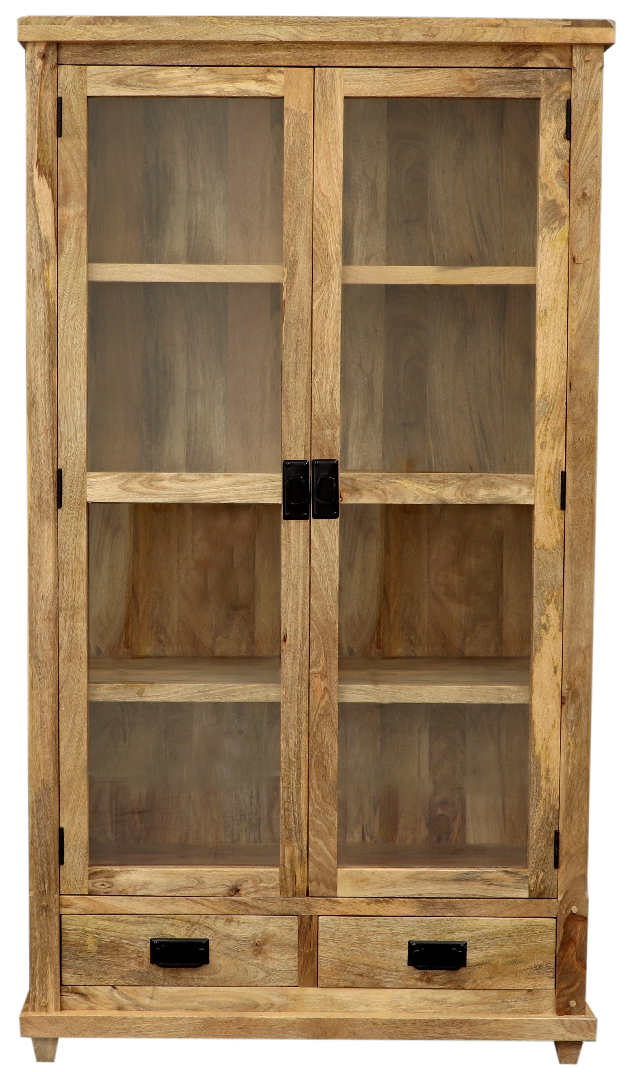 Indischesmoebelhausde Esstisch Vitrine Devi 100x180x45 aus Mangoholz