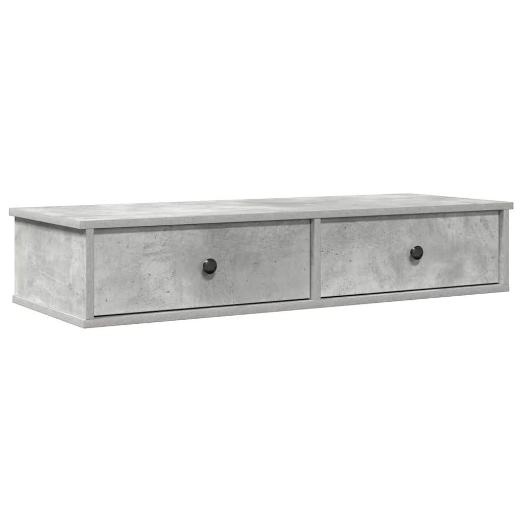vidaXL Regal Wandregal mit Schubladen Betongrau 100x37,5x19 cm Holzwerkstoff, 1-tlg.
