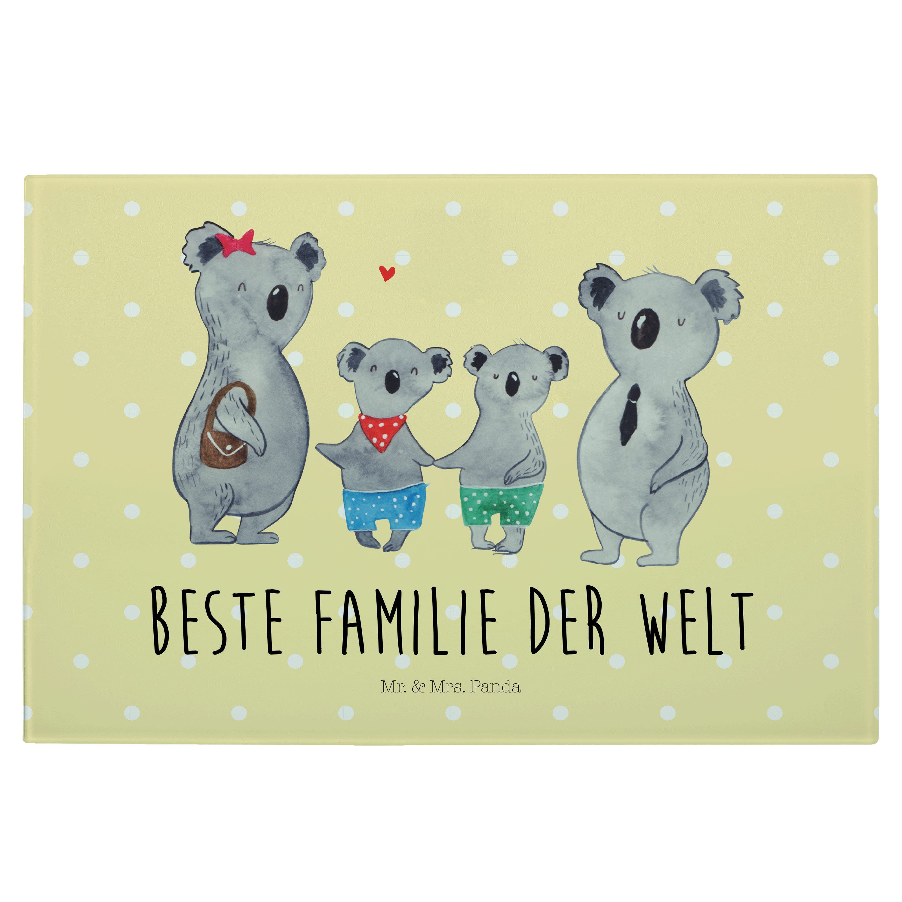 - Servierbrett Koala Mr. Premium Familienlebe, Gelb Pastell Muttertag, & Panda (1-St) zwei Geschenk, Glas, Mrs. Familie -