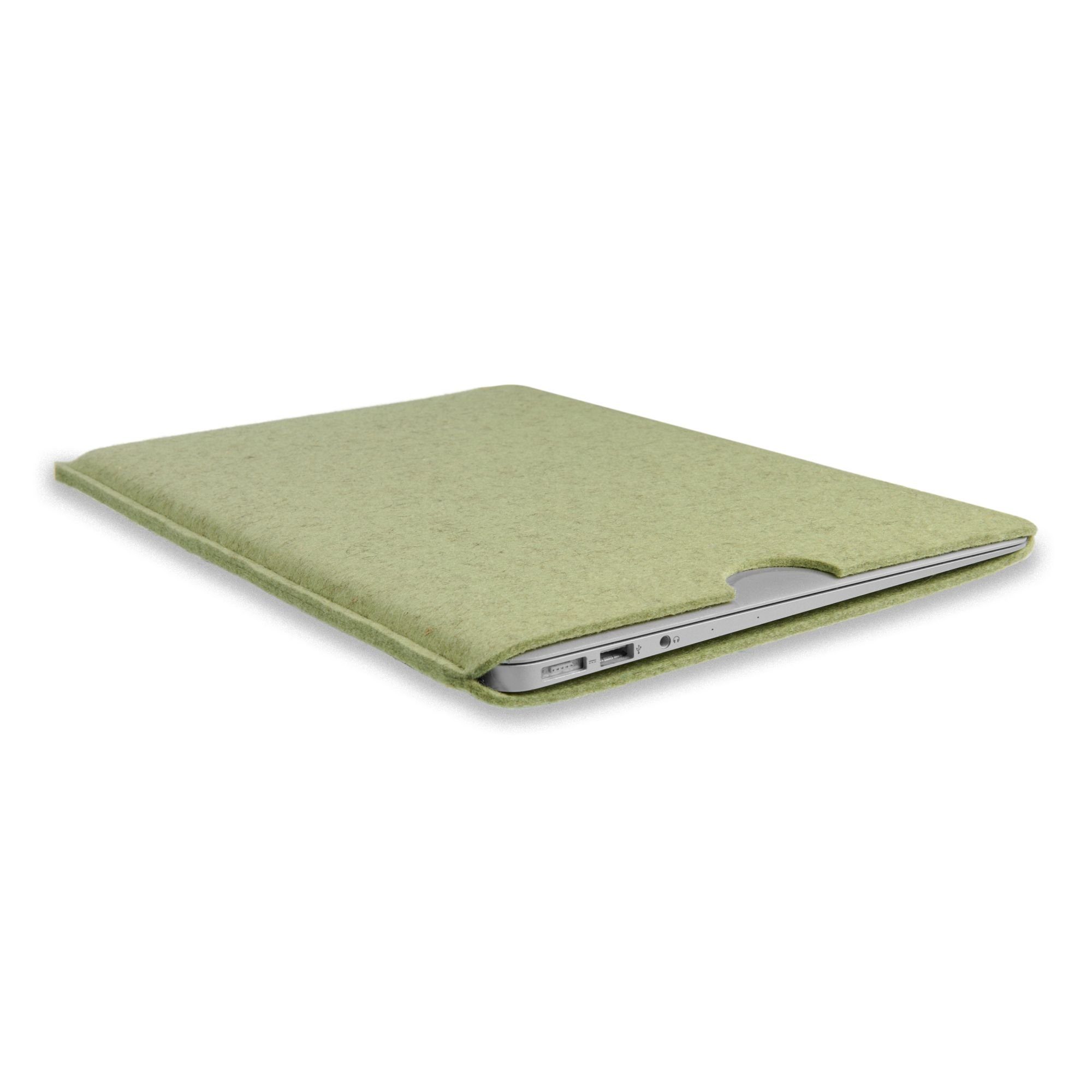 CoverKingz Laptoptasche Hülle für Filz, Handmade Notebook MacBook Schurwolle, Air/Pro Grün Notebook 15" Apple 100% Tasche Etui Schutz Tasche