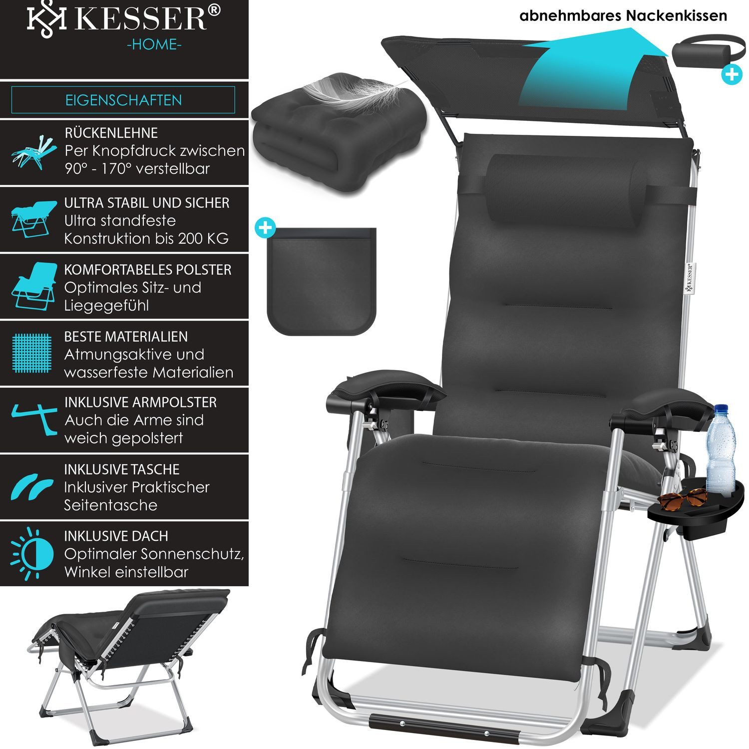 KESSER Gartenliege, Sonnenliege Liegestuhl Klappbar + günstig online kaufen