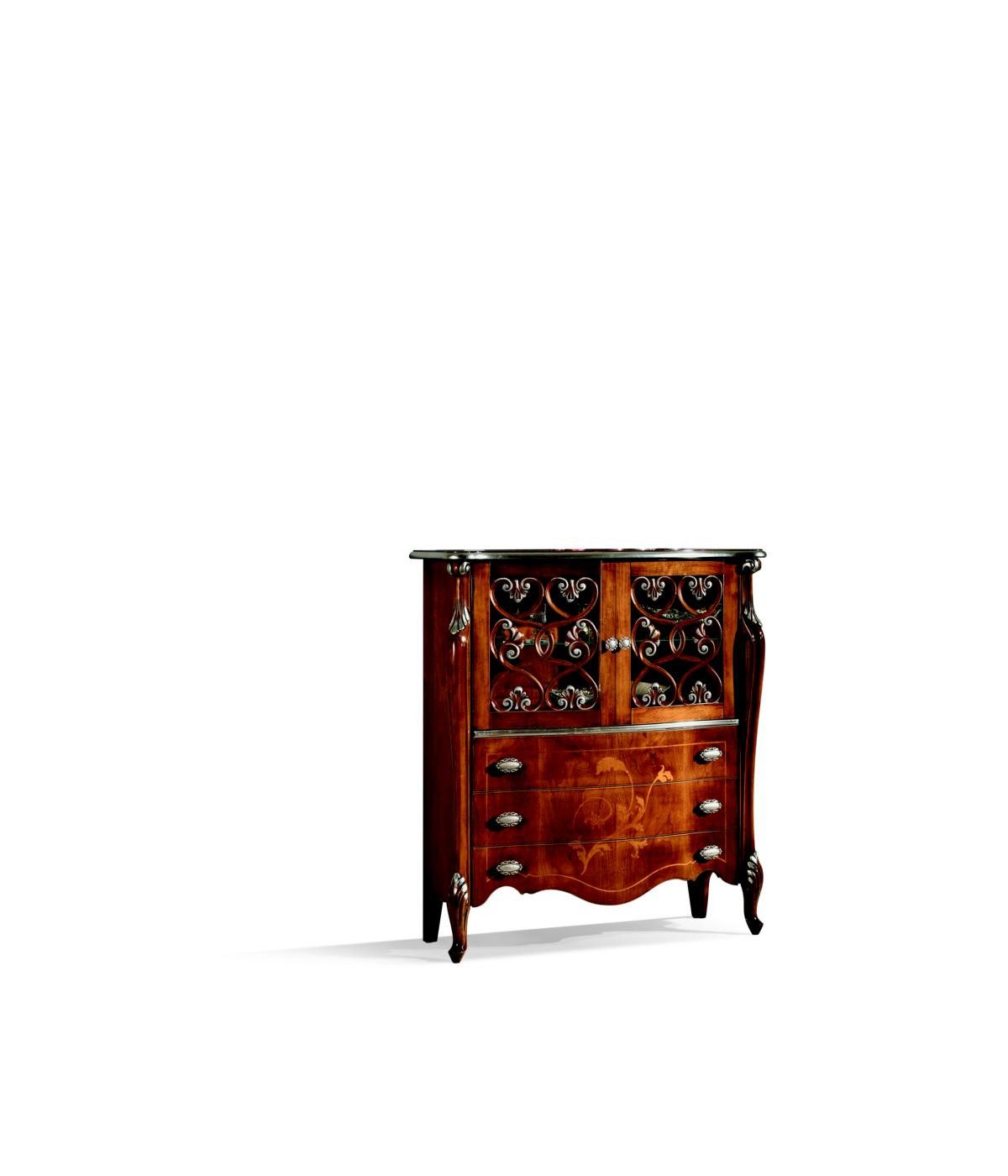 JVmoebel Kommode Italienisches Sideboard im Barock-Stil mit Glastüren aus Holz, Made in Europa