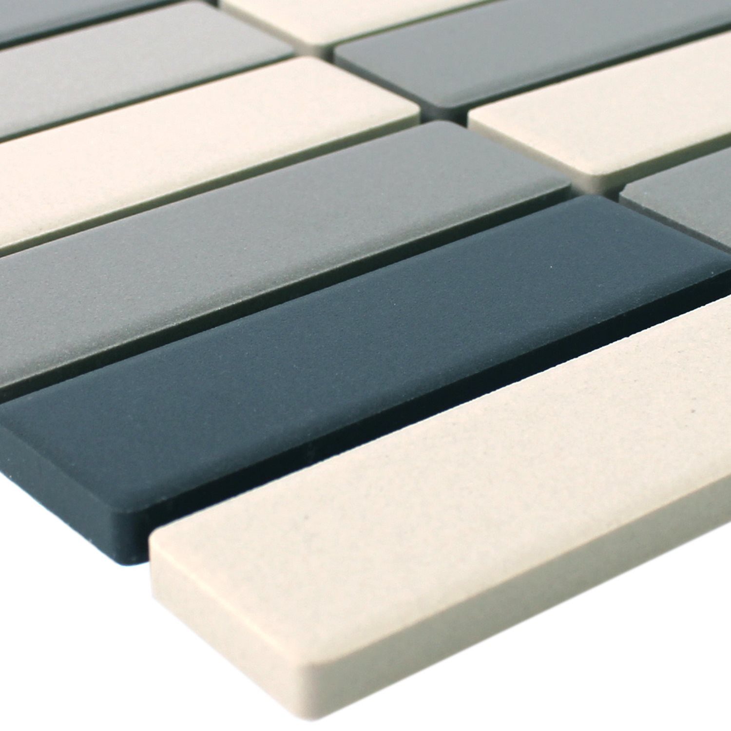 Mosafil Mosaikfliesen Keramikmosaik Miranda Rutschhemmend Grau Beige Unglasiert Stäbchen, Keramik 29.700x29.000, beige-grau, Verlegefertig auf ein Netz geklebt - Frostsicher - Wasserfest