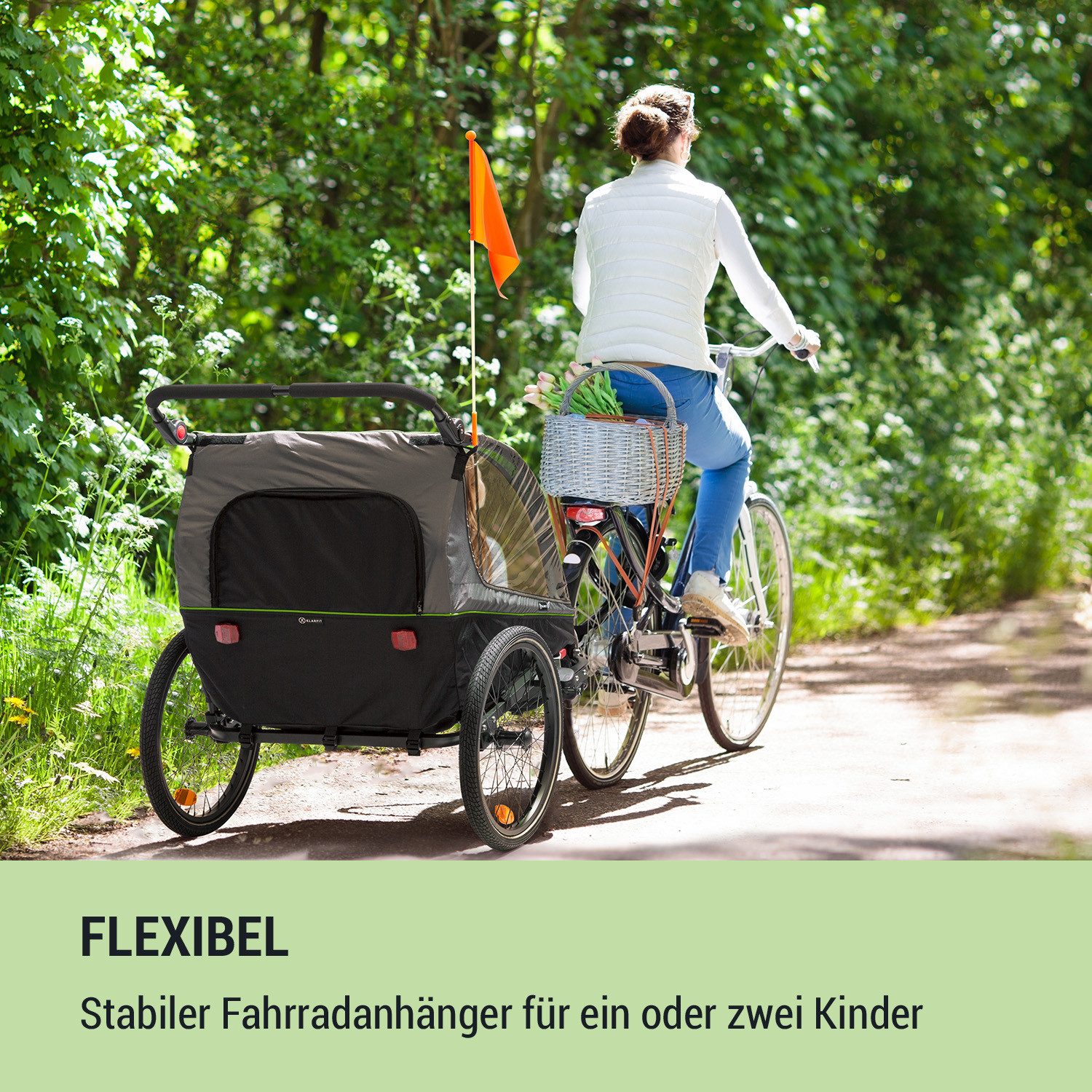 Thumbnail - KLARFIT Fahrradkinderanhänger Kiddy King Fahrradanhänger für Kinder