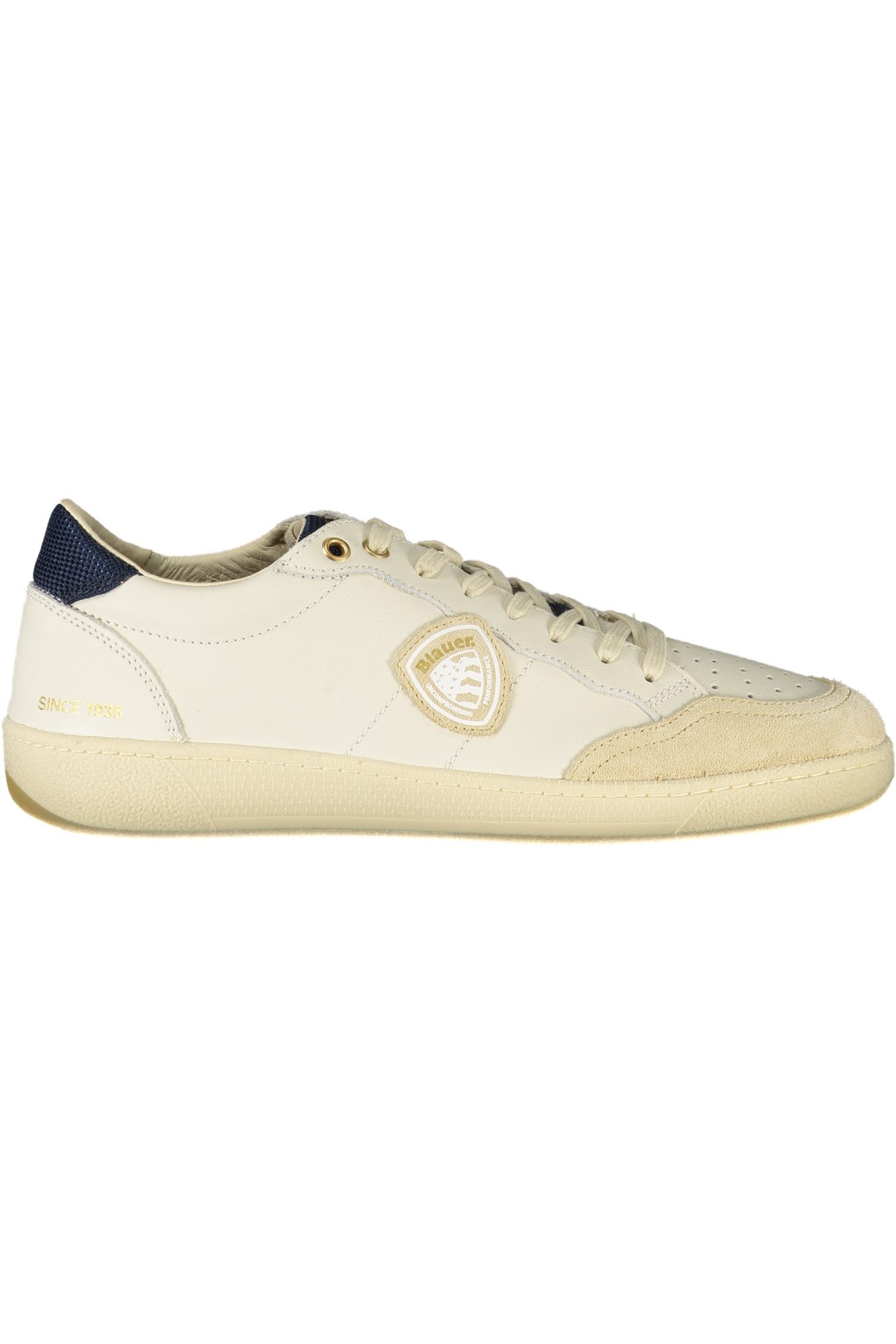 Blauer Sneaker Herren Sportschuh Weiß - Kontrastdetails Blau