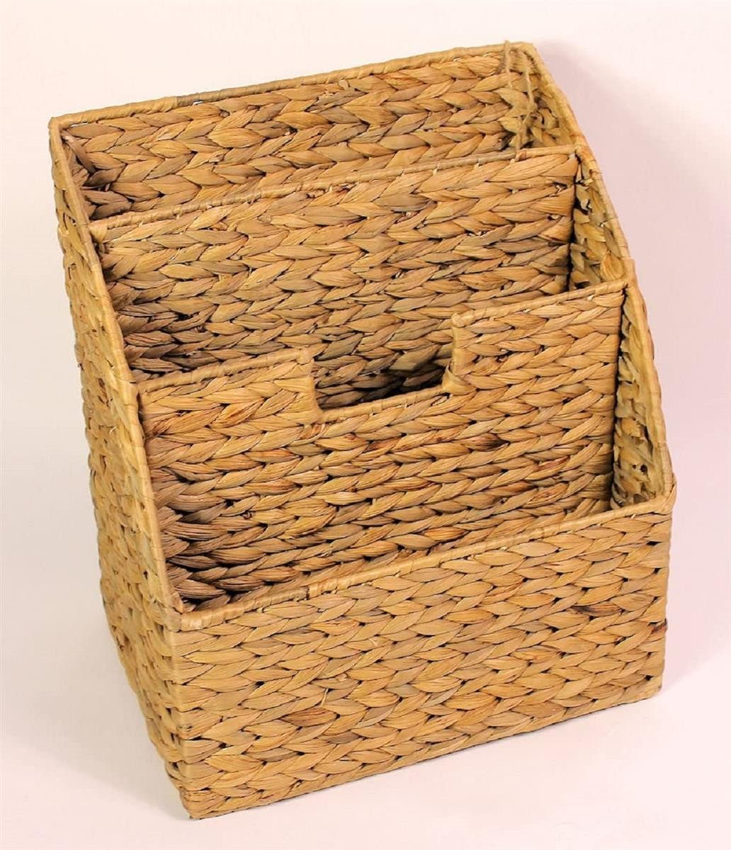 Neustanlo Zeitungsständer Zeitungsständer aus Wasserhyazinthe, 3 Fächer, 30 x 21 cm, Höhe 34 cm, Zeitungskorb, natürliche Optik – Bild 2 von 2