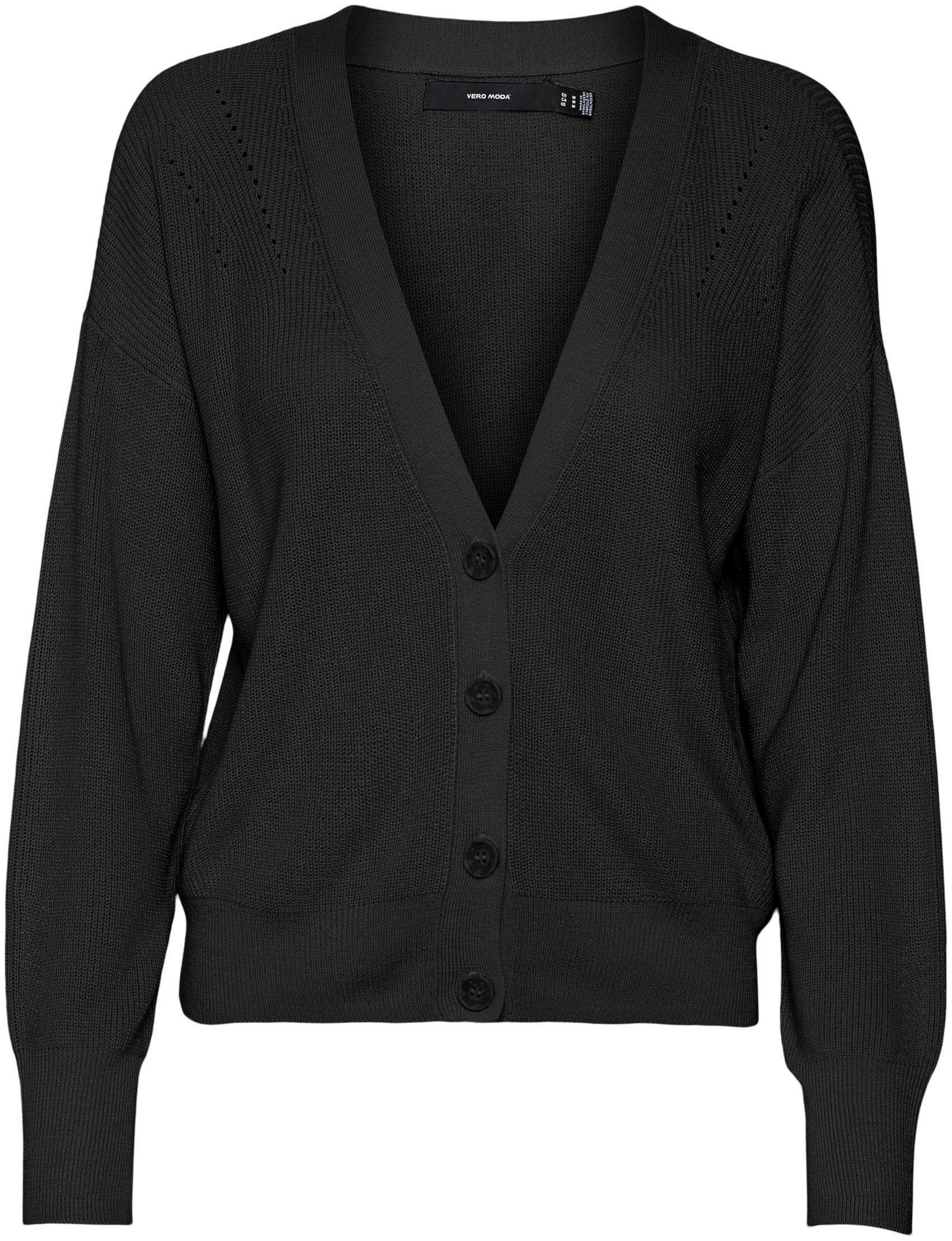 VMNEWLEXSUN Black Moda LS Vero V-NECK CAR Strickjacke NOOS SHORT GA