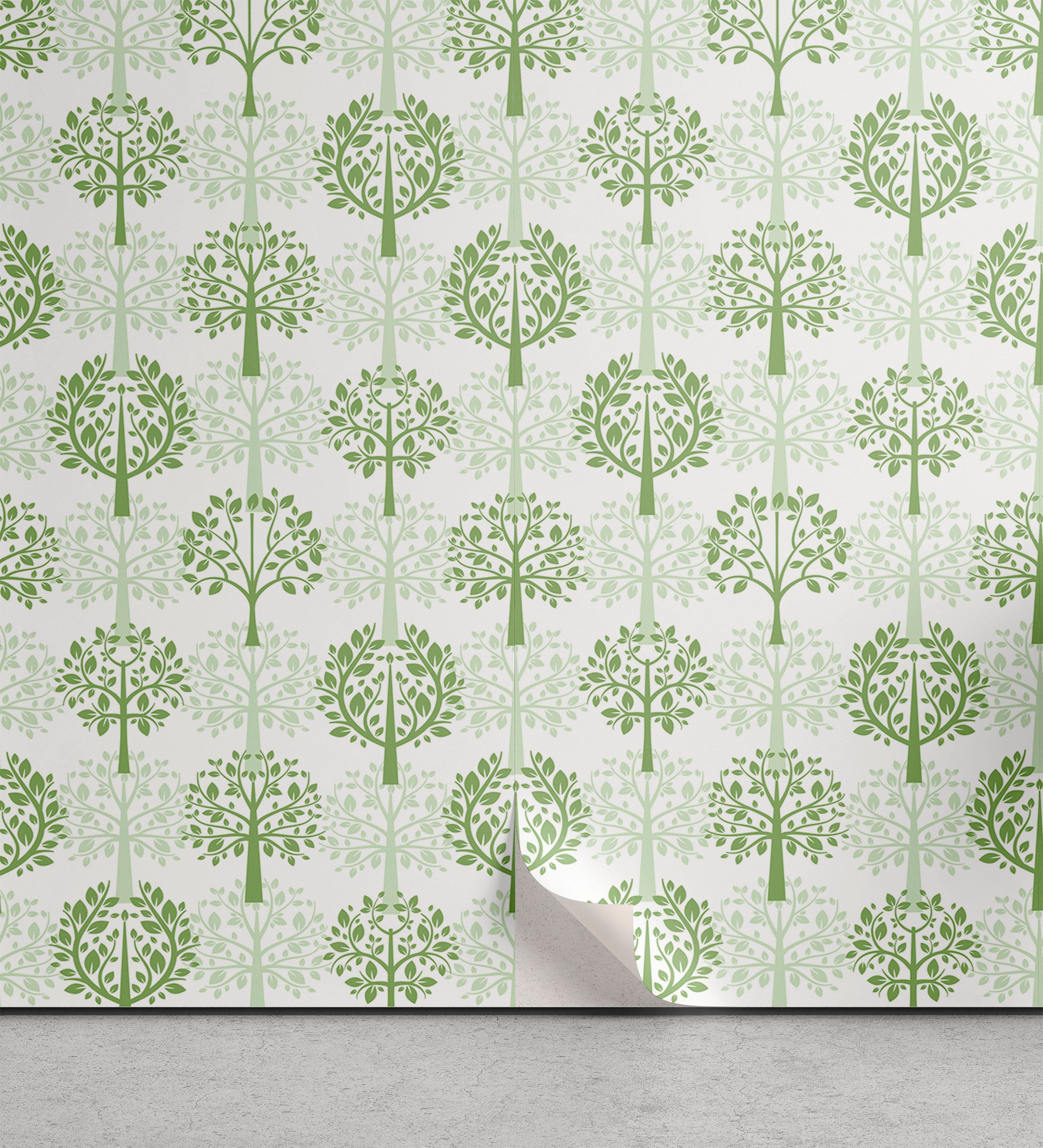 Abakuhaus Vinyltapete selbstklebendes Wohnzimmer Küchenakzent, Natur Monochrome Rhythmische Bäume | Vinyltapeten