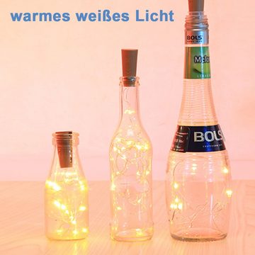 GelldG Lichterkette Solar-Lichter für Weinflaschen, wasserdicht, Silberdraht, Kork-Lichter