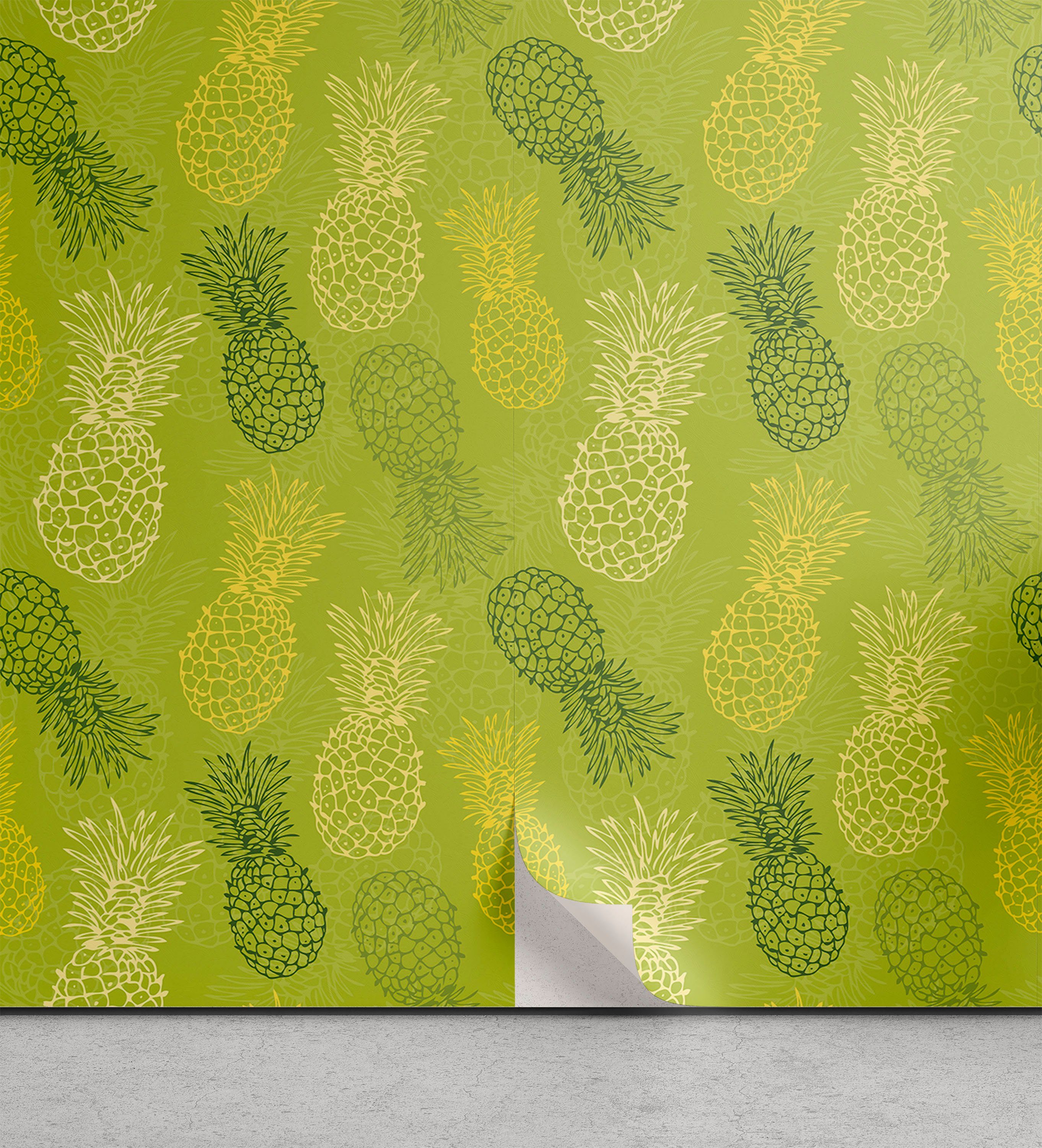 tropische Ananas Vinyltapete selbstklebendes Wohnzimmer Blatt Abakuhaus Grünes Küchenakzent,
