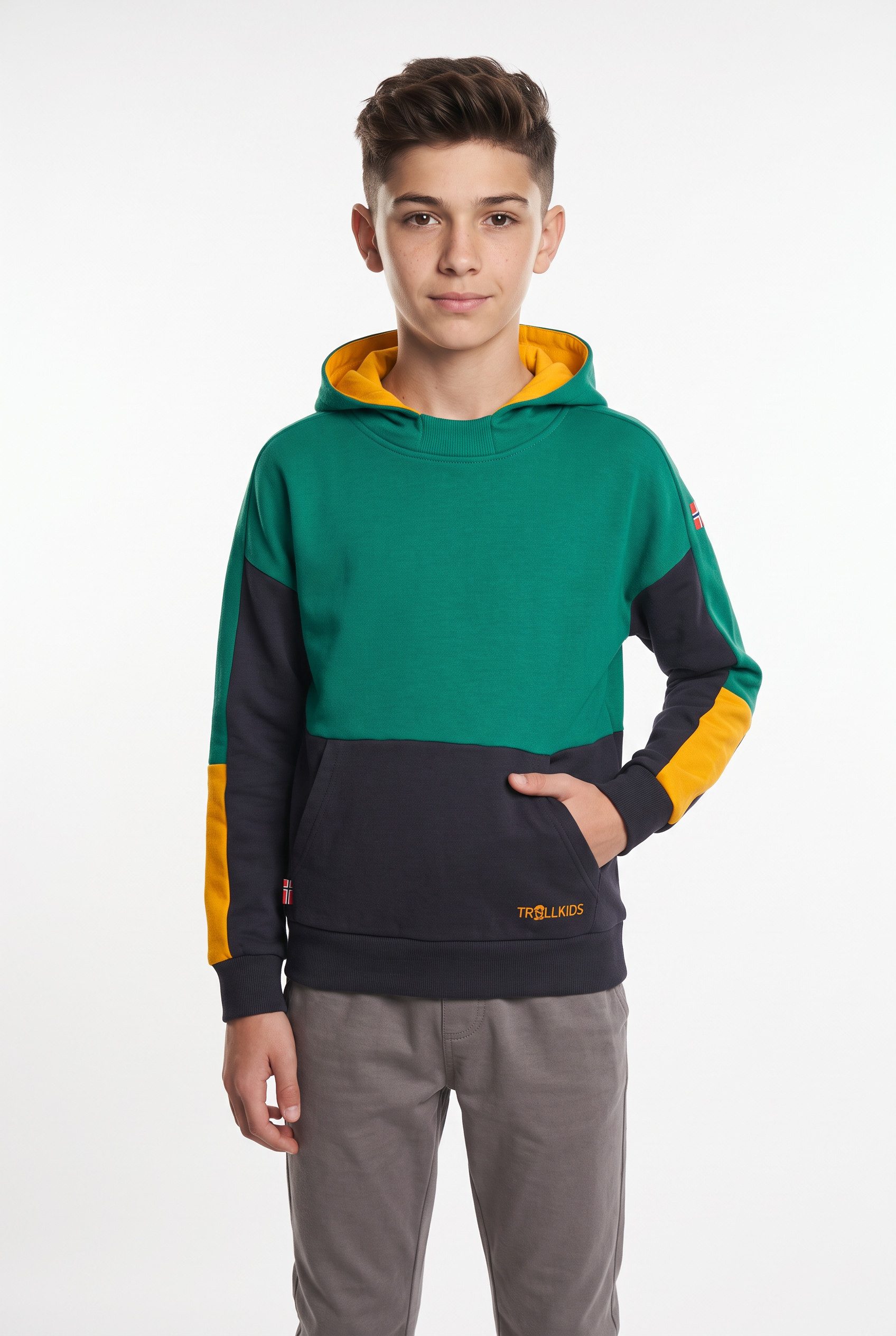 TROLLKIDS Kapuzensweatshirt KIDS RONDANE SWEATER sportlich, mit farblich passender Fütterung