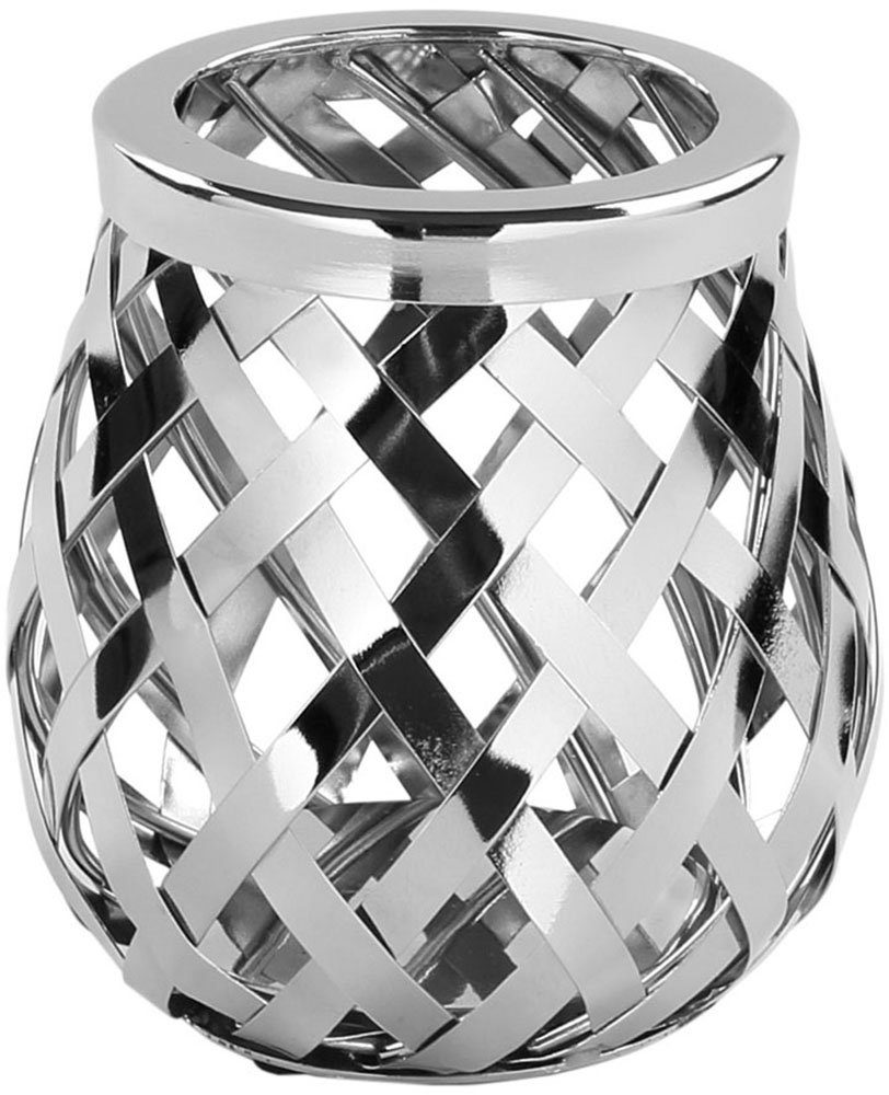 Fink Windlicht OTIS, mit handgearbeiteter Flechtstruktur (1 St), Kerzenhalter aus Edelstahl und Glas, Höhe ca. 15 cm, outdoorgeeignet