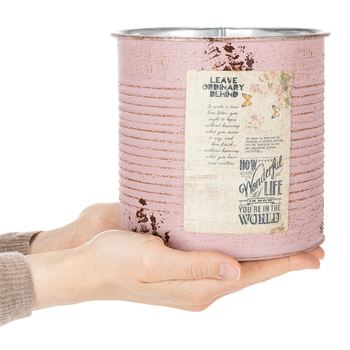 Viana Übertopf Deko-Pflanzgefäß Metall Vintage Look für Tischdeko und