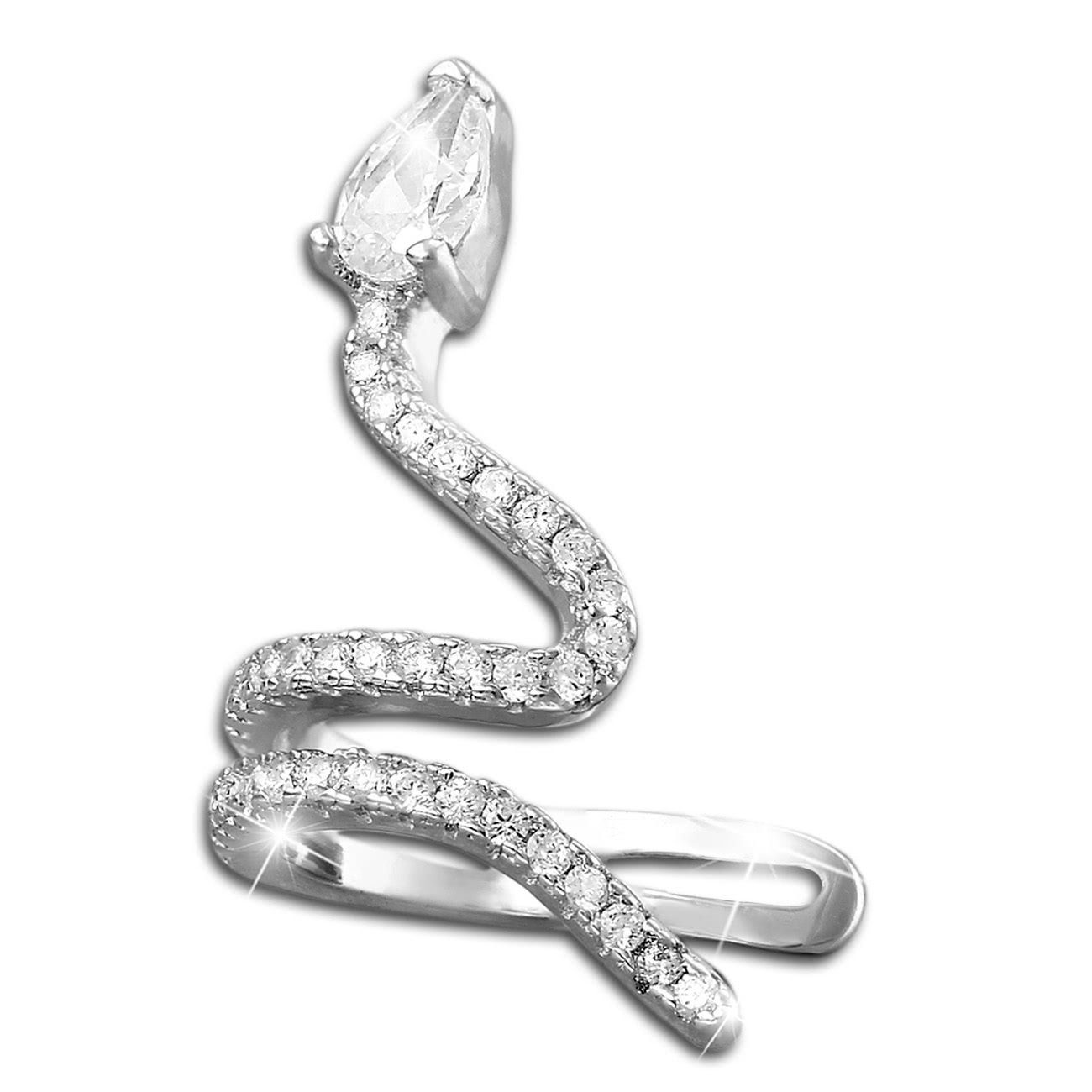 SilberDream Paar Ohrklemmen SilberDream weiß Schlangen Set Ohrringe (Ohrklemme, 2-tlg), Damen Ohrklemme Schlange 925 Sterling Silber, weiß