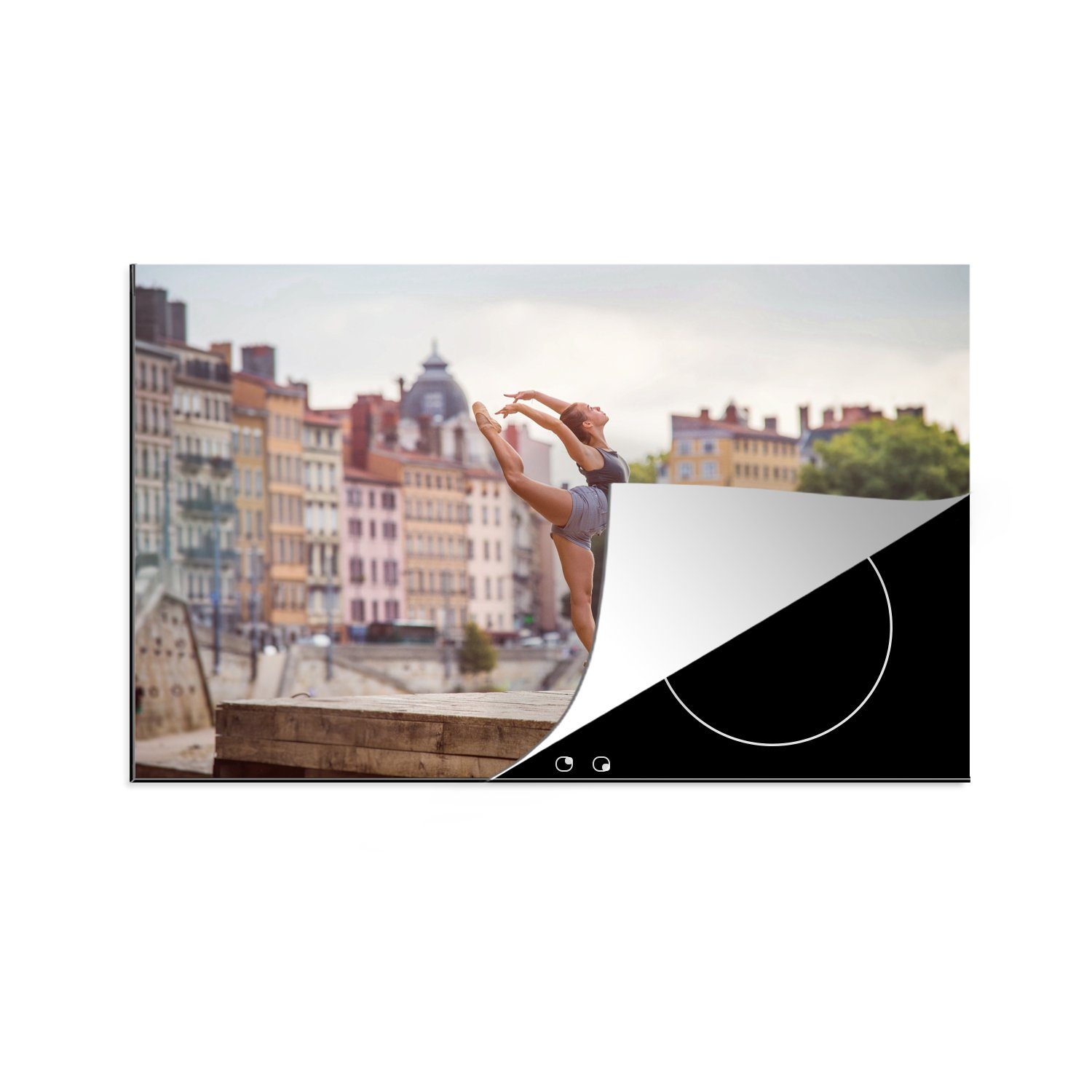 MuchoWow Herdblende-/Abdeckplatte Balletttänzerin in Frankreich, Vinyl, (1 tlg), 81x52 cm, Induktionskochfeld Schutz für die küche, Ceranfeldabdeckung | Herdabdeckplatten