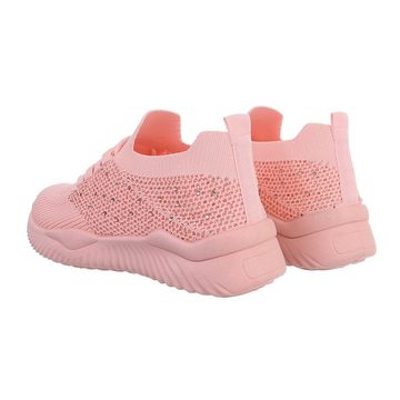 Ital-Design Damen Low-Top Freizeit Sneaker Flach Sneakers Low in Rosa