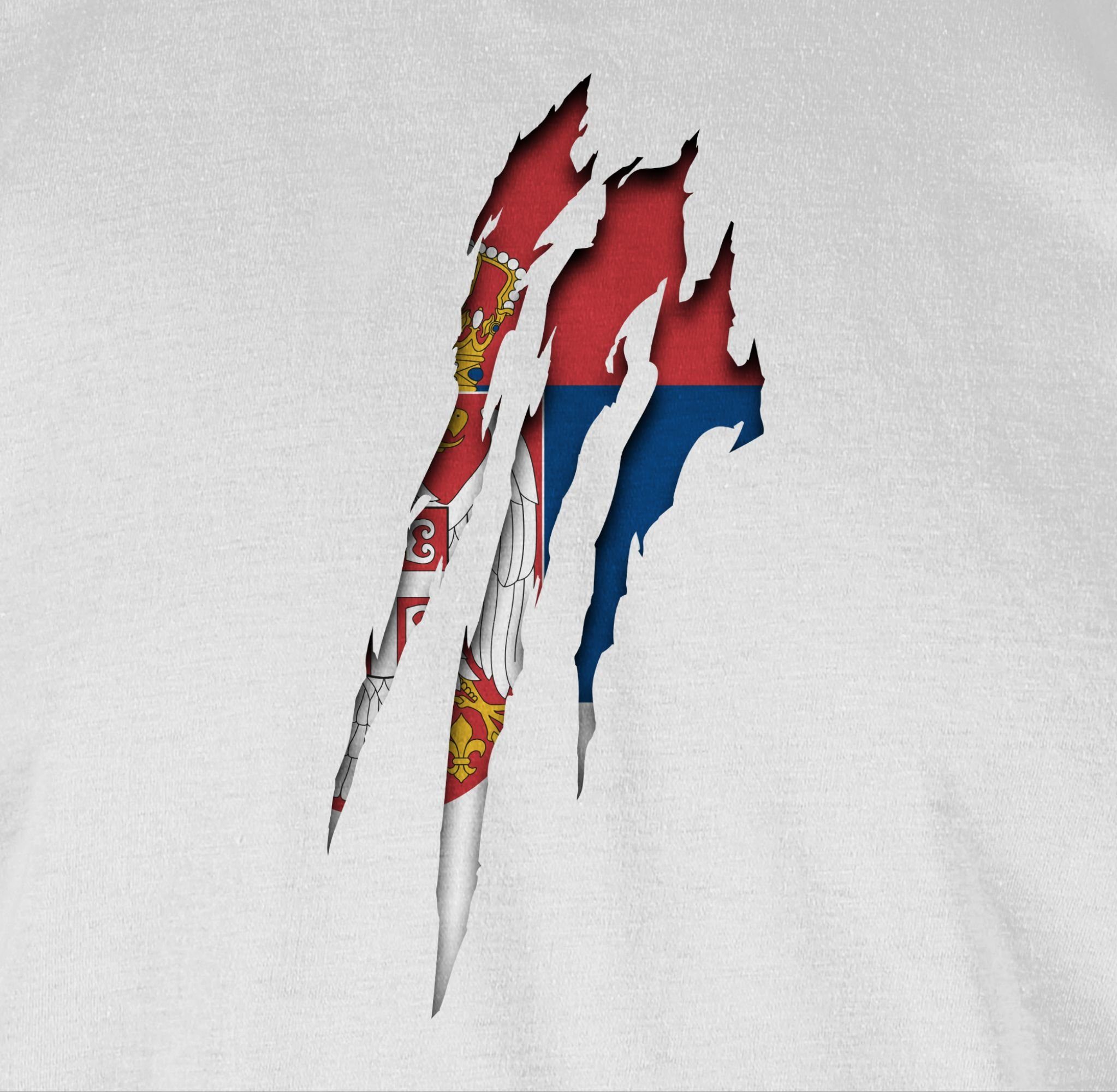 Shirtracer EM Serbien Krallenspuren T-Shirt Weiß Fussball 2024 2