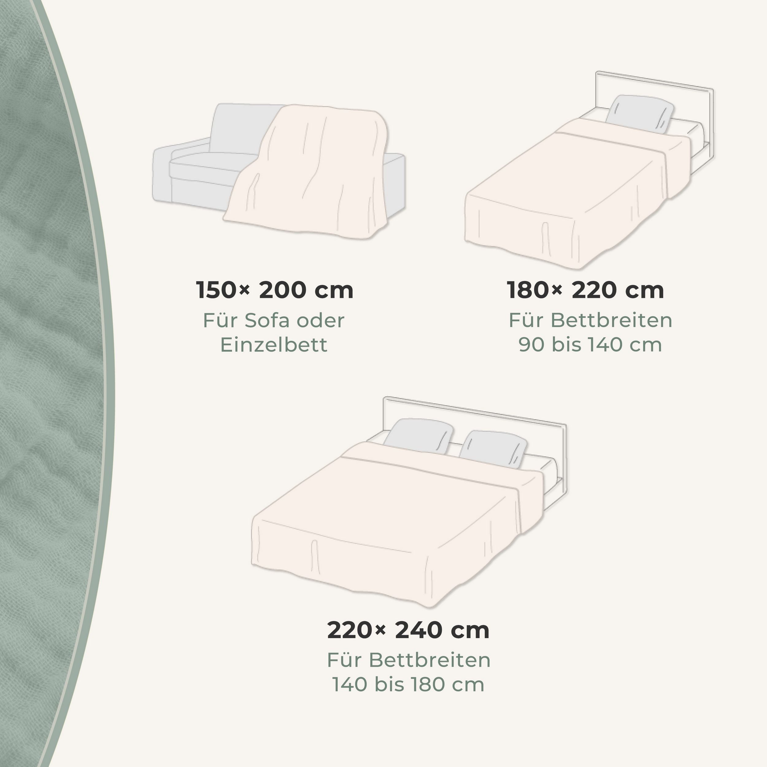 Laynenburg Tagesdecke Musselin aus 100% Baumwolle – Baumwolldecke, Kuscheldecke, Wohndecke als Sommerdecke, Bett-Überwurf, Couch-Überwurf, Sofa-Decke – Bild 3 von 5