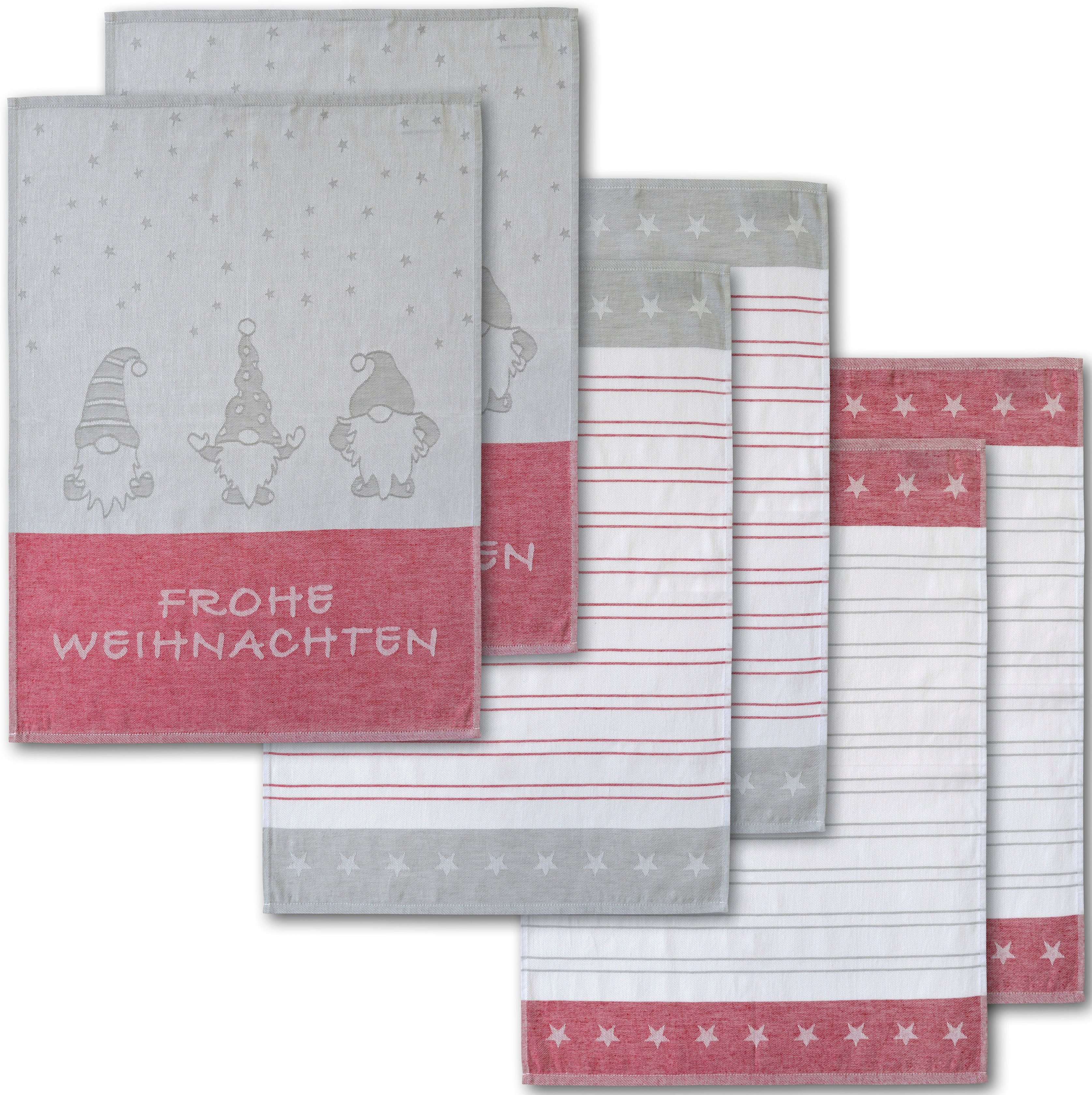 Dyckhoff Geschirrtuch Wichtel, mit Schriftzug Frohe Weihnachten, Streifen u günstig online kaufen