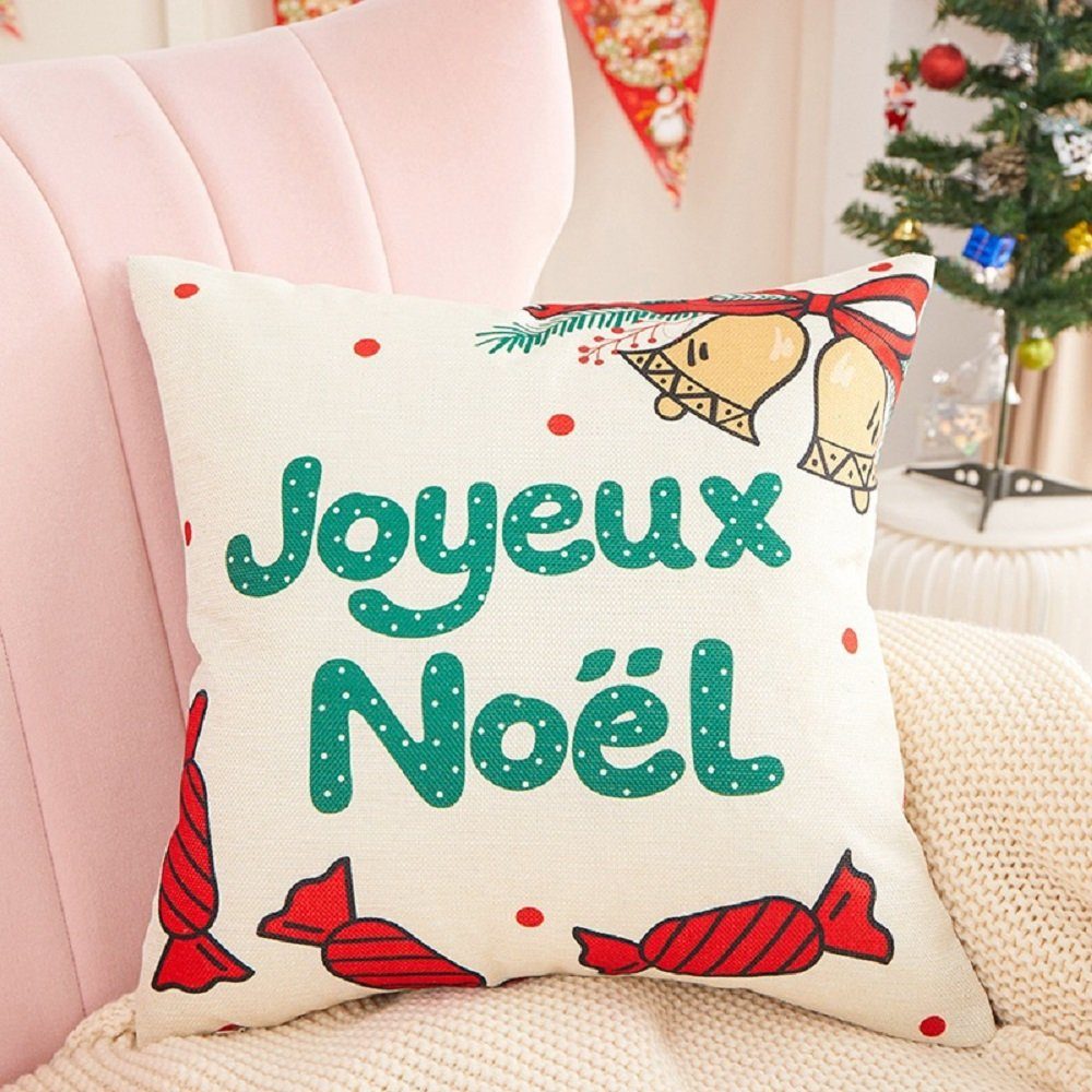 MC Weihnachten Star dekorativ gedrucktes Kissenhülle Kissenbezug, (4 linen Muster Quadrat Stück),