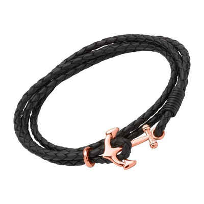 Unique Lederarmband Armband aus schwarzem Leder mit 4 Strängen LB0479
